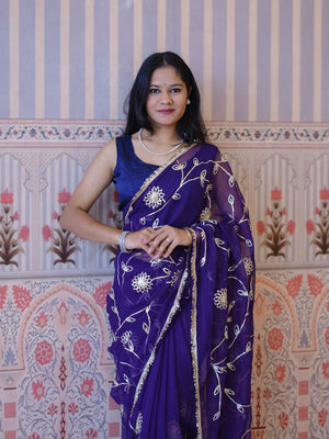 Buy Georgette Traditional Style Saree Tanmira  