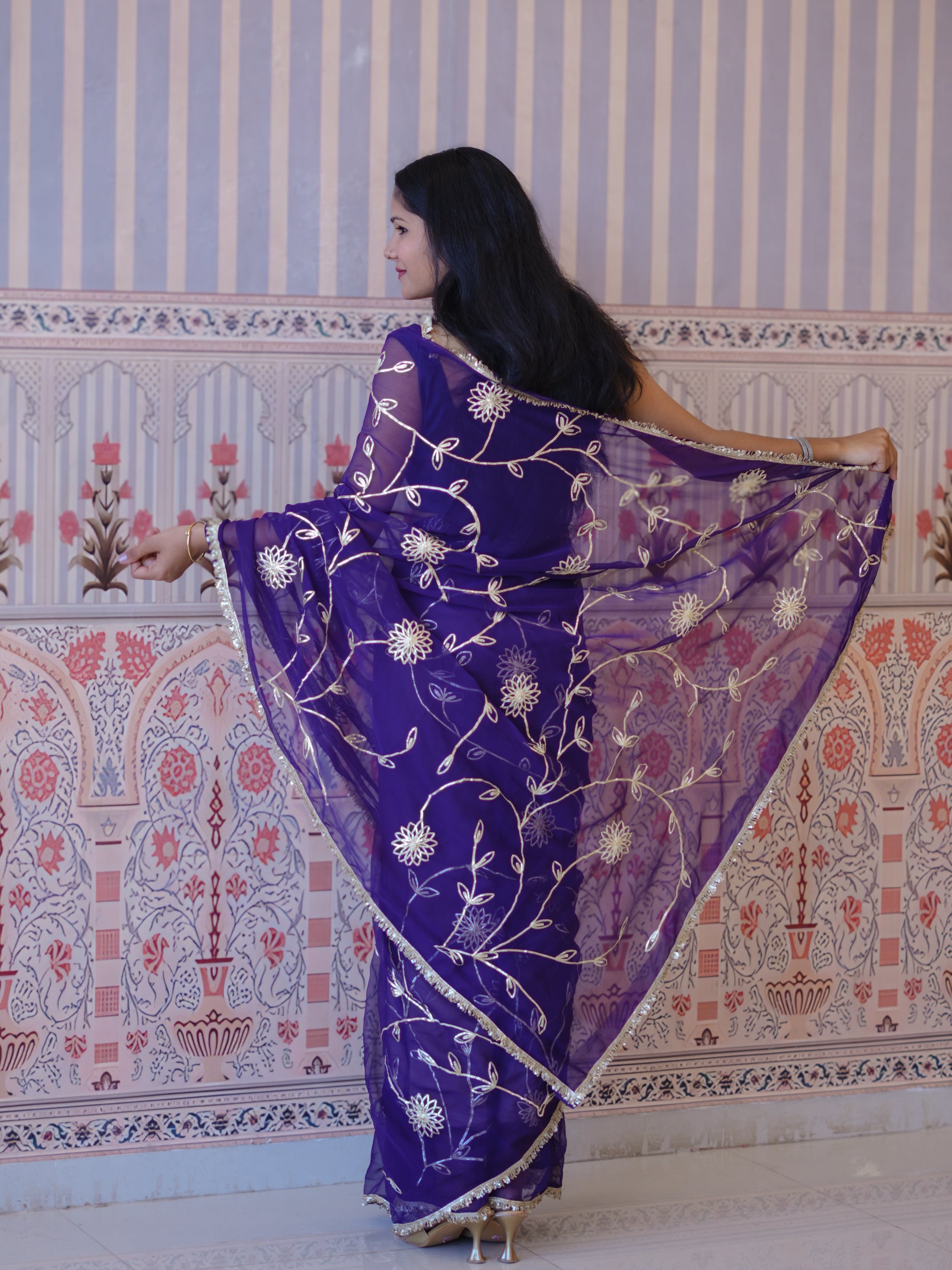 Buy Georgette Traditional Style Saree Tanmira  