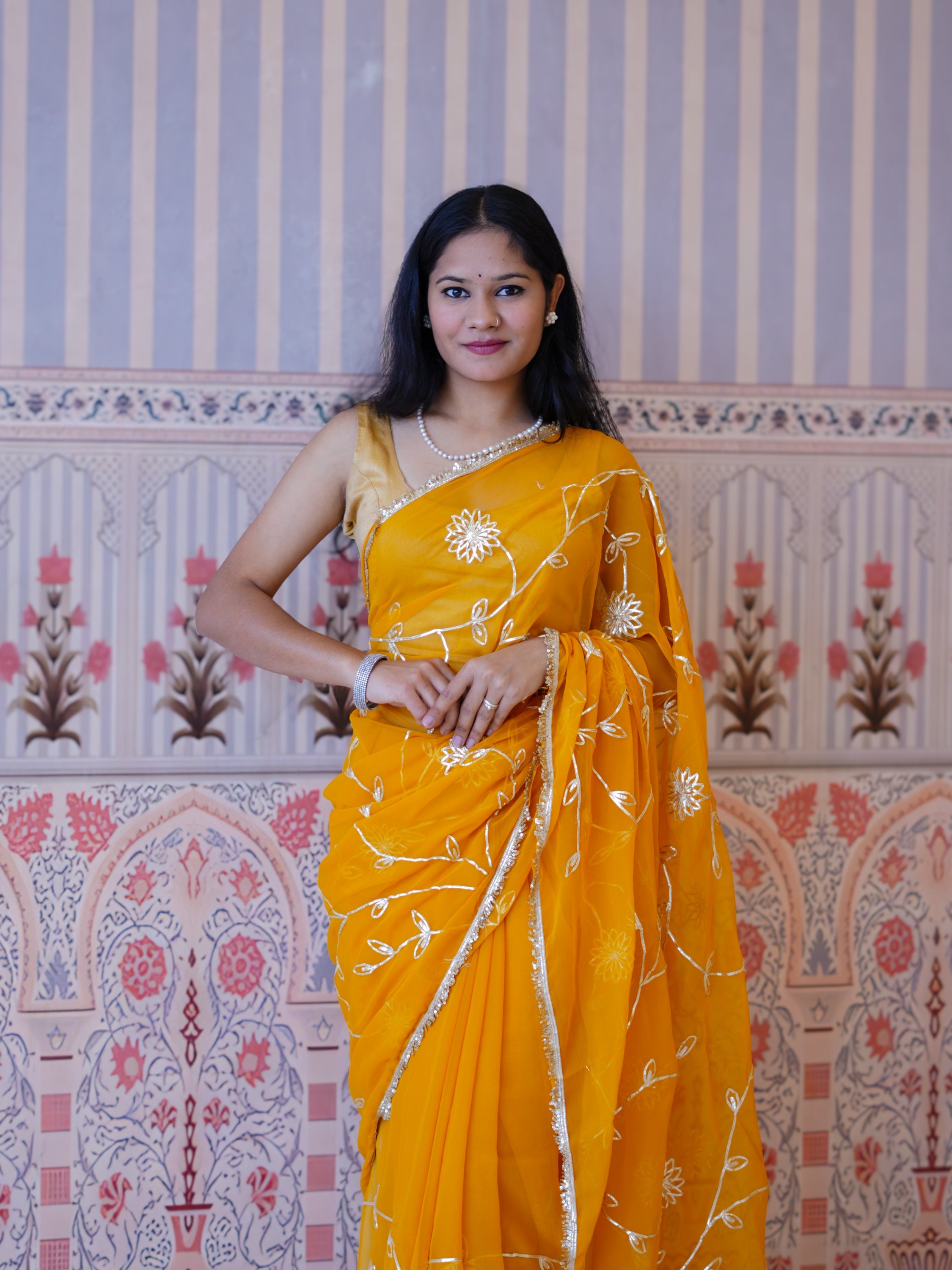 Buy Georgette Traditional Style Saree Tanmira  
