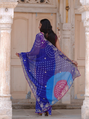 Buy Bandhani Saree With Festive Wear Tanmira  Image 5