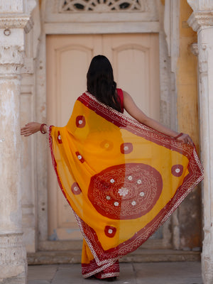 Buy Bandhani Saree with Gotapatti Work Tanmira  Image 6