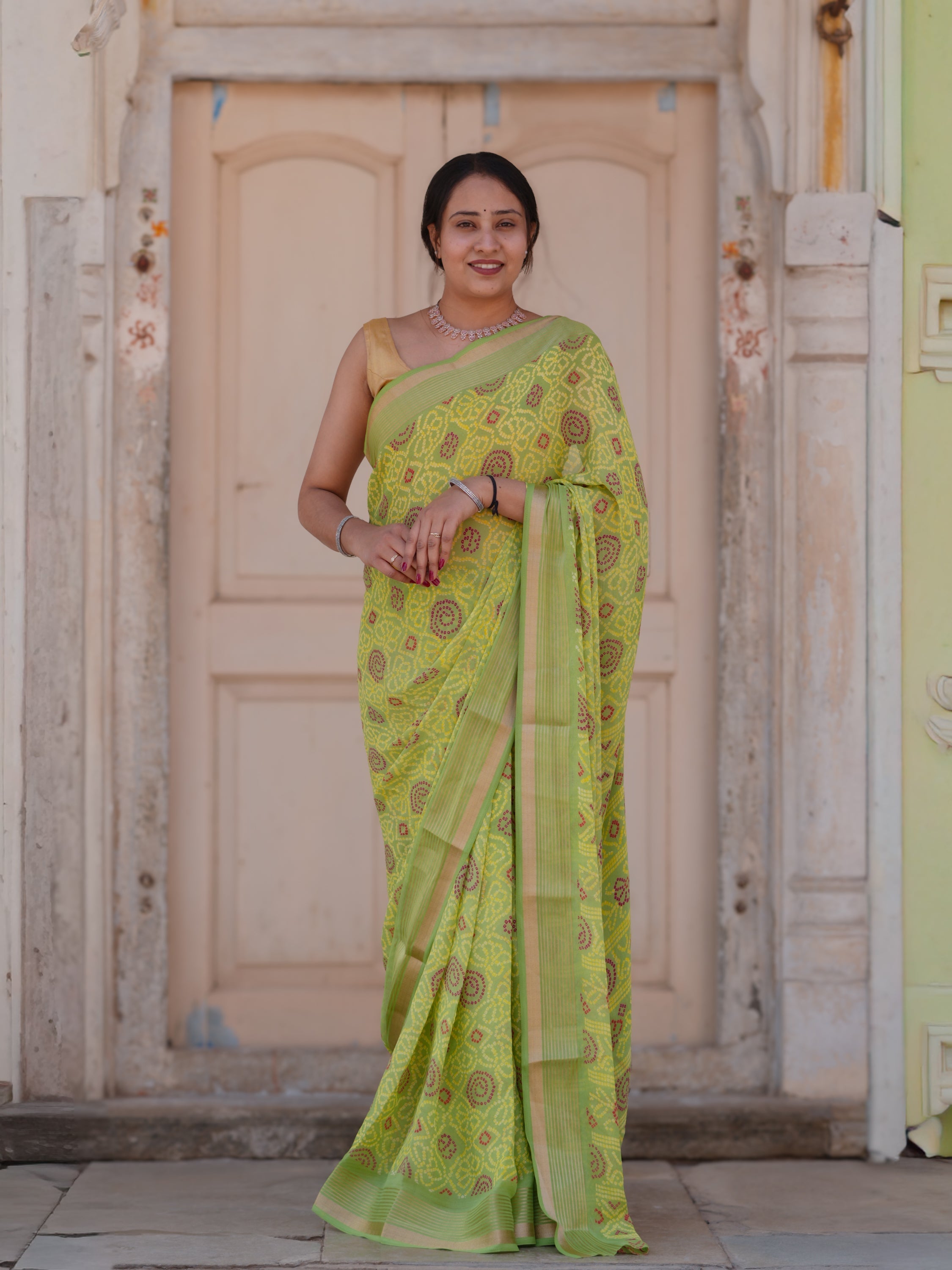 Buy Bandhani Style Saree With Casual Wear Tanmira  Image 1