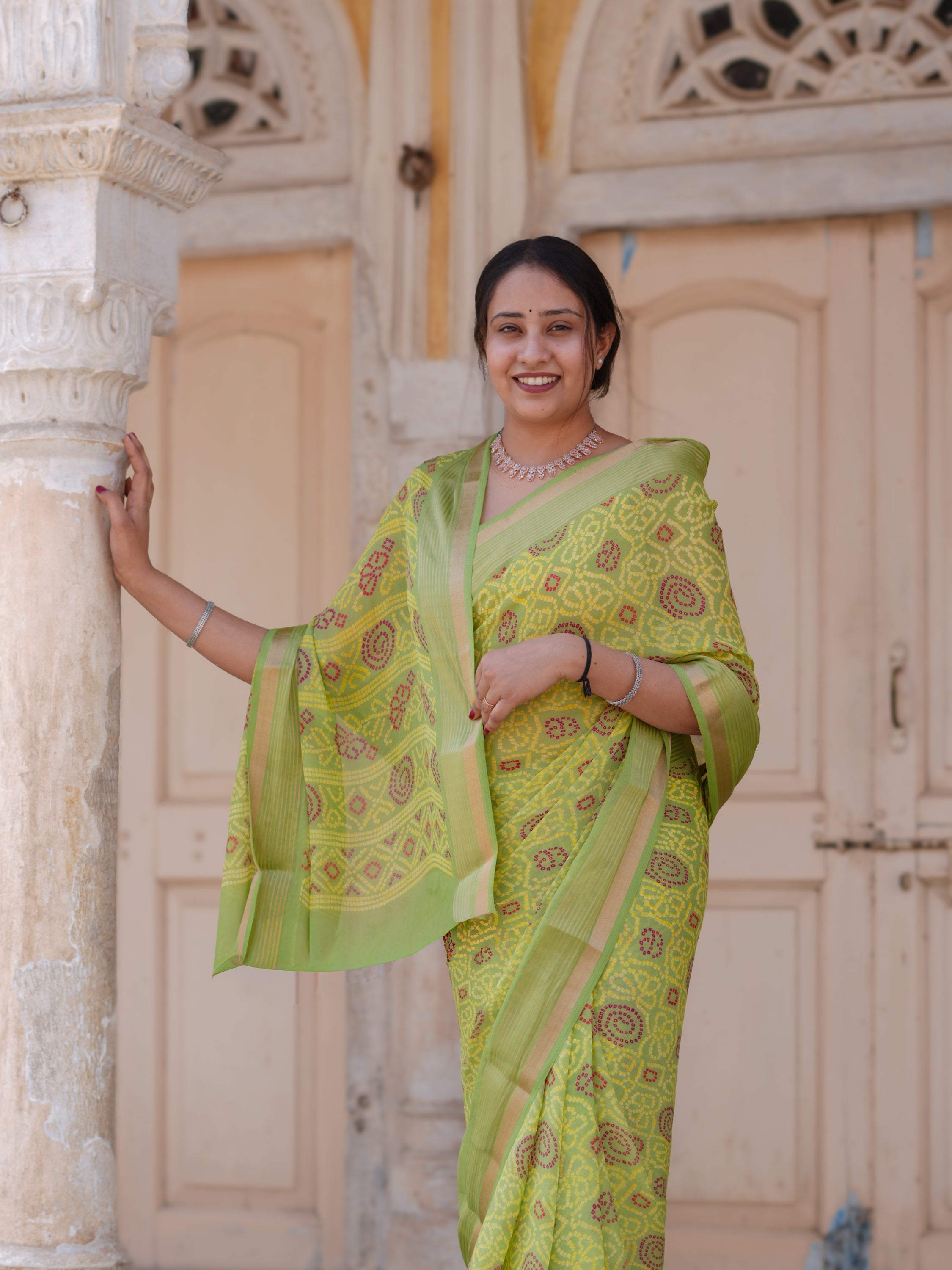 Buy Bandhani Style Saree With Casual Wear Tanmira  Image 2