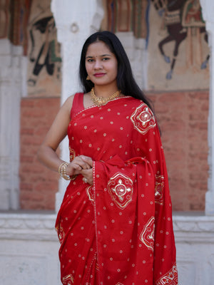 By Bandhani Saree with Elegant Gotapatti Work Tanmira  2