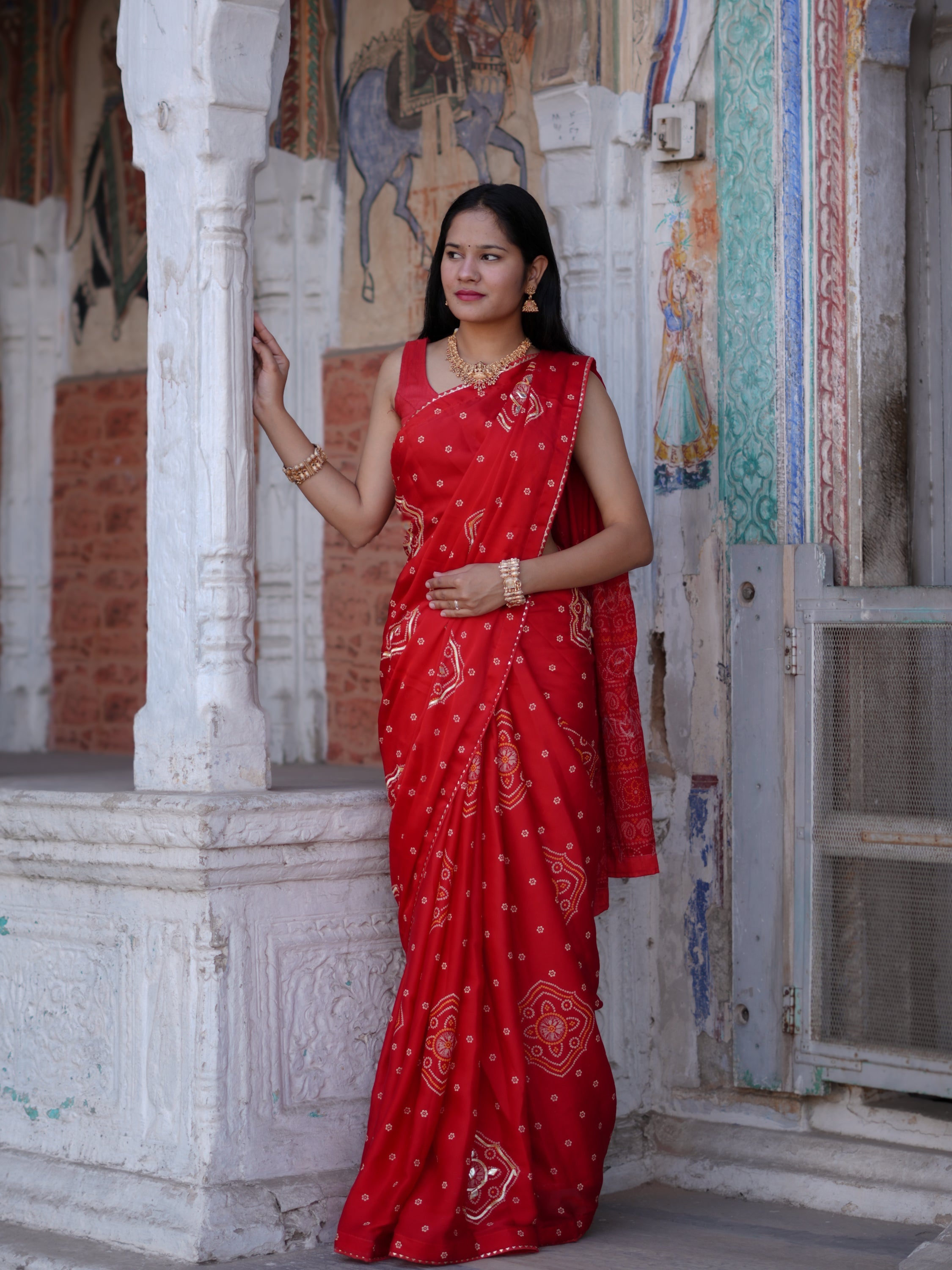 By Bandhani Saree with Elegant Gotapatti Work Tanmira  3
