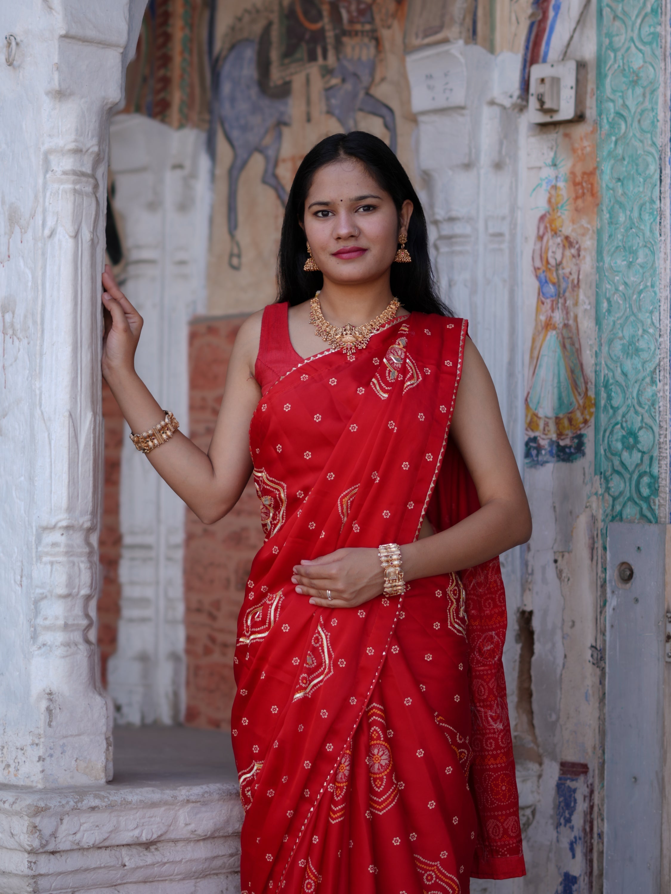 By Bandhani Saree with Elegant Gotapatti Work Tanmira  4