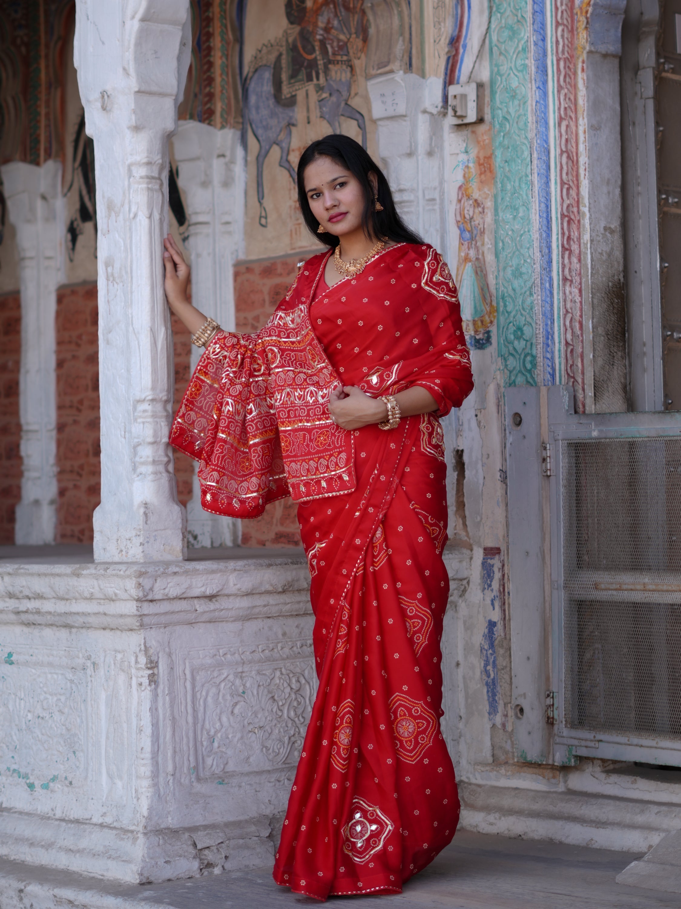 By Bandhani Saree with Elegant Gotapatti Work Tanmira  5