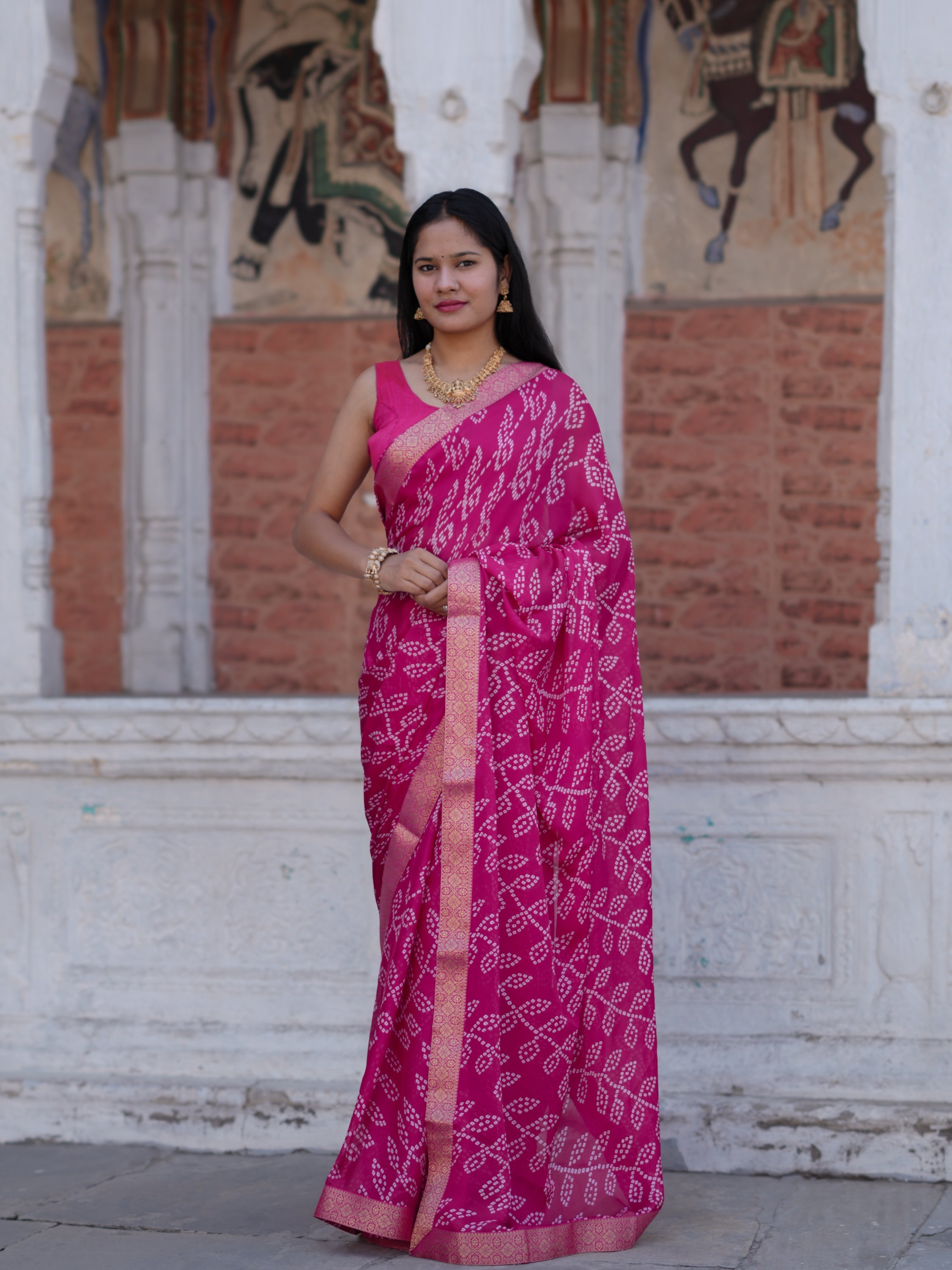 Buy Bandhani Style Saree Casual Wear Tanmira  1