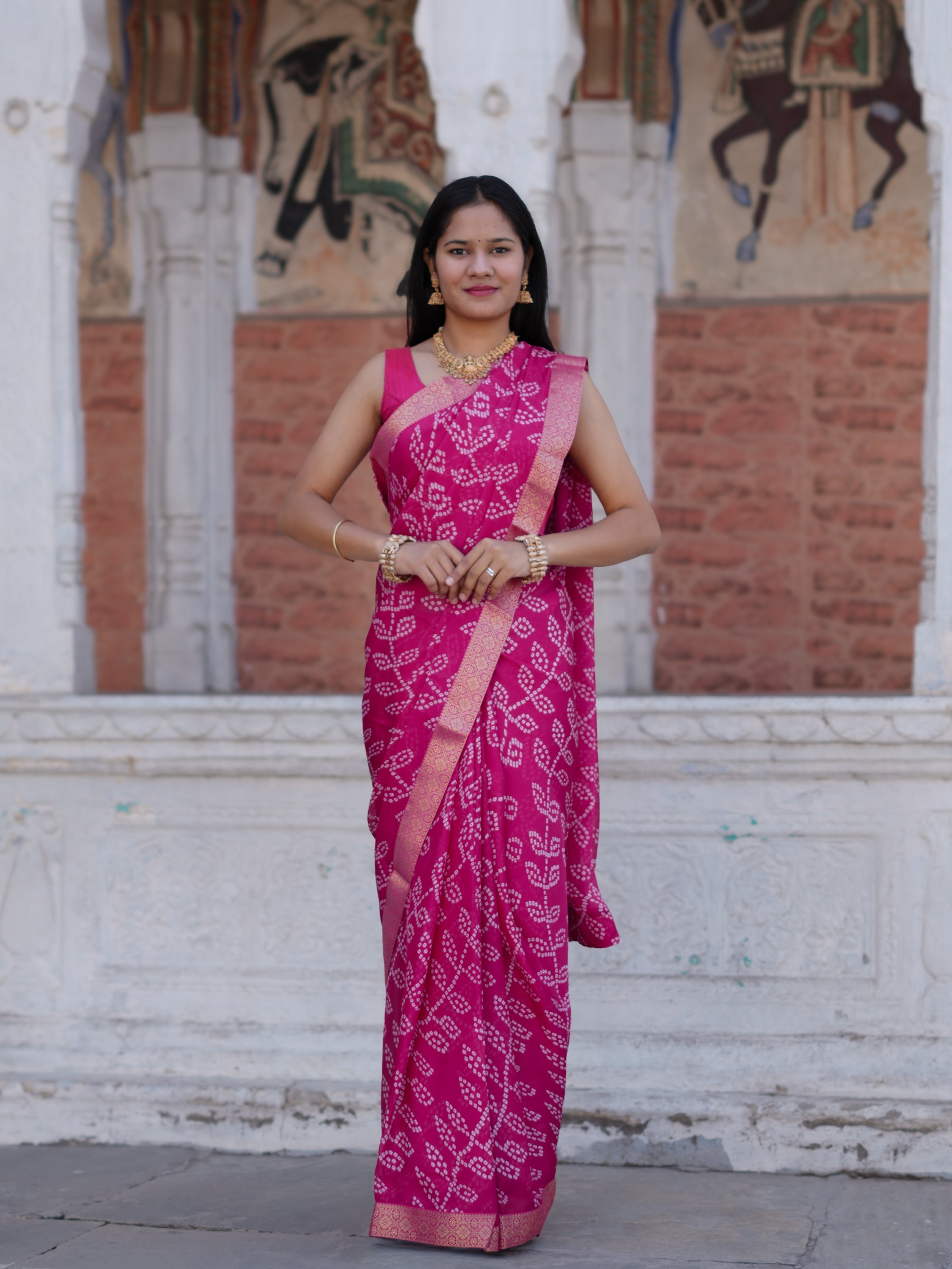 Buy Bandhani Style Saree Casual Wear Tanmira  2