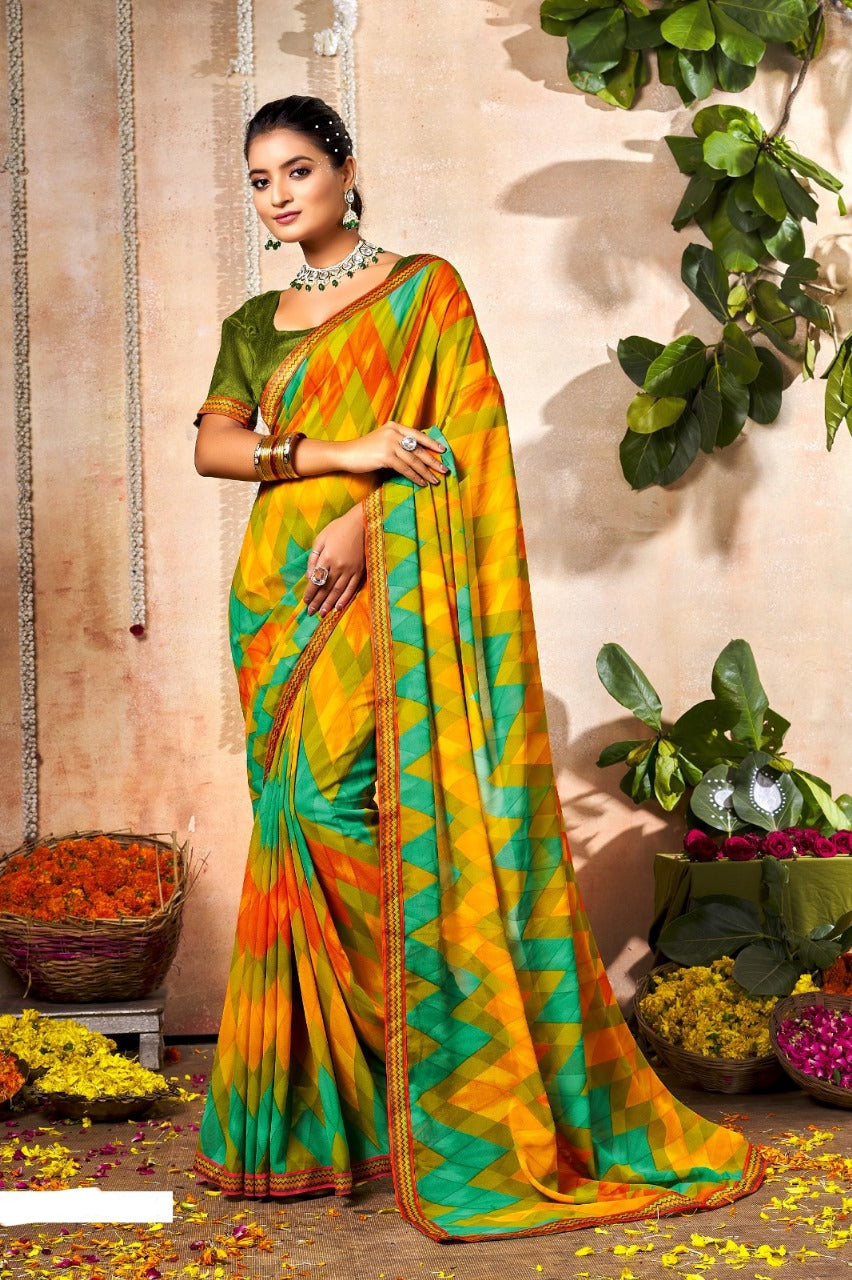 Tanmira New light Weight Braso Border Printed Saree  ADI