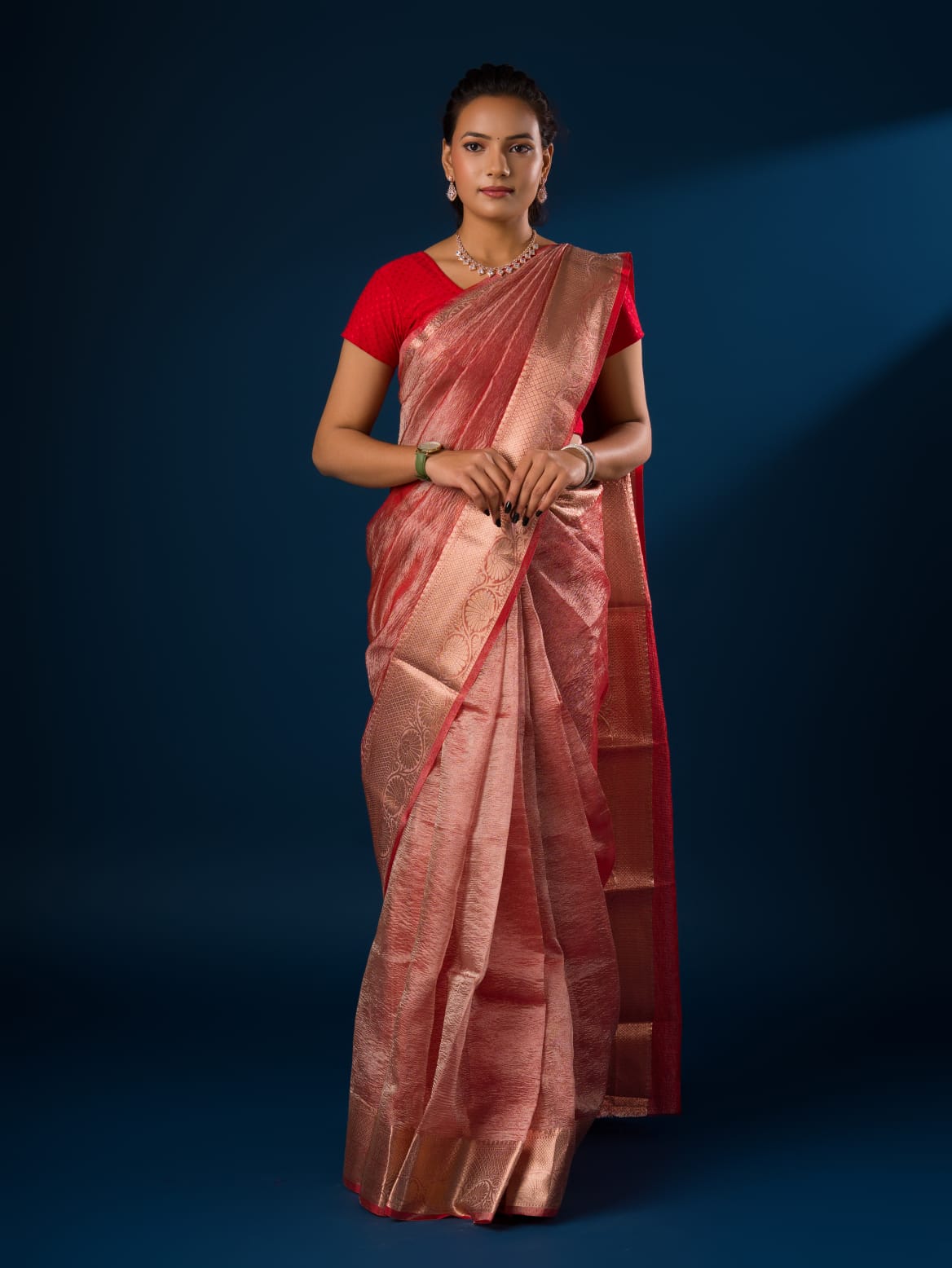 Tanmira Latest Pure Tissue Silk Banarasi Handloom Zari Border saree INA