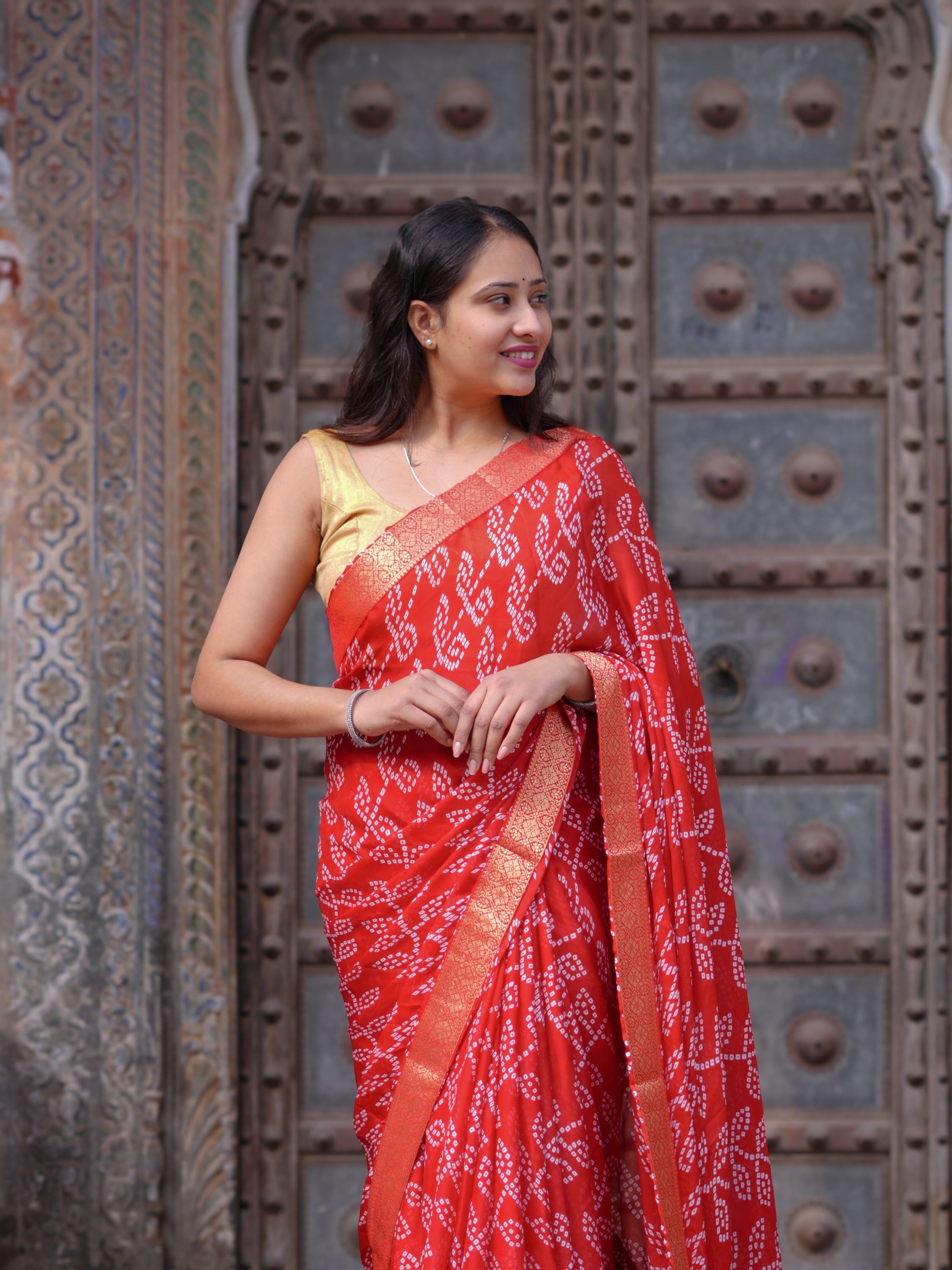 Tanmira  New Daily Wear Moss Chiffon Bandhani Style Saree  KDN