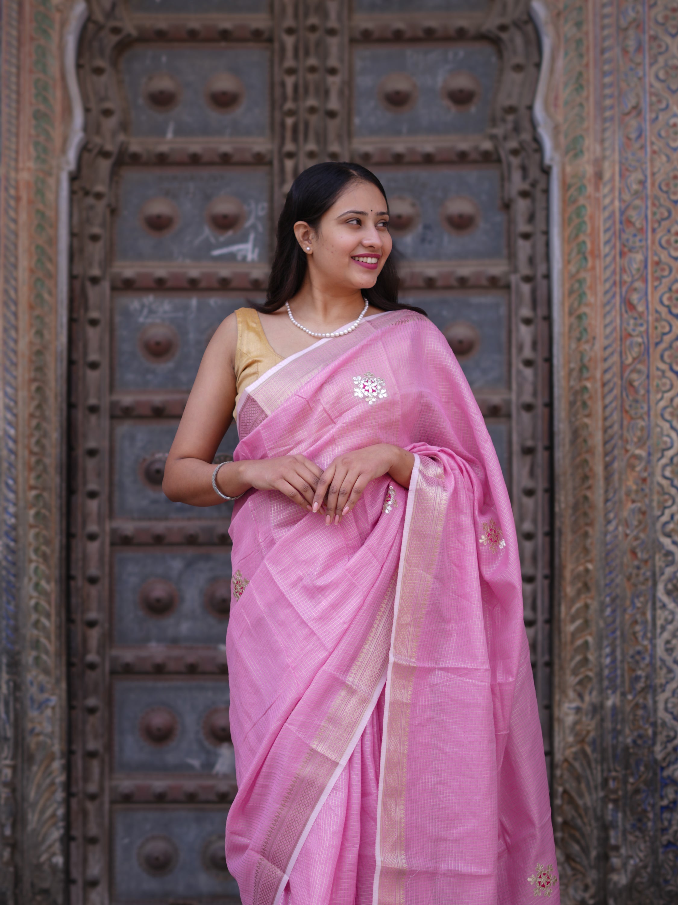 By New Banarasi Style Saree with Gotapatti Work Tanmira  