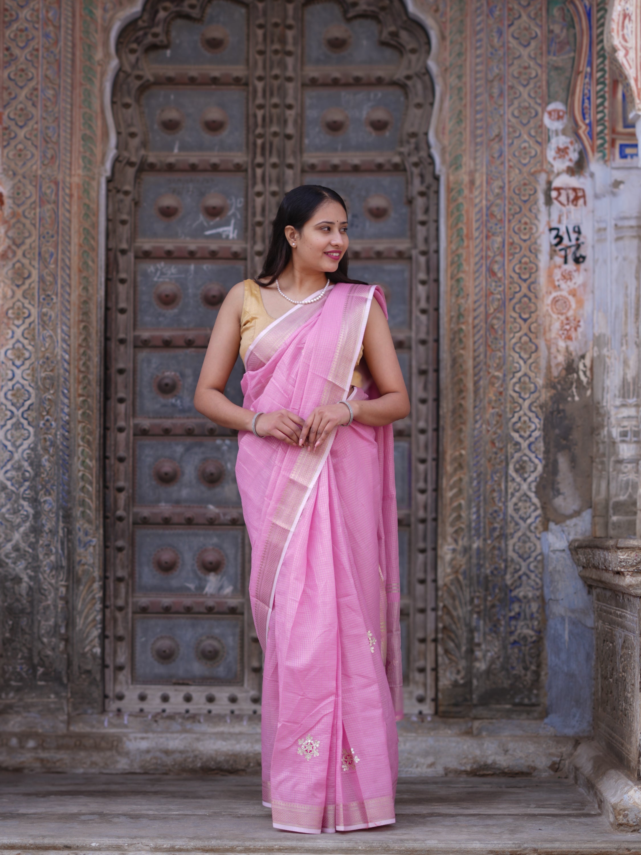 By New Banarasi Style Saree with Gotapatti Work Tanmira  