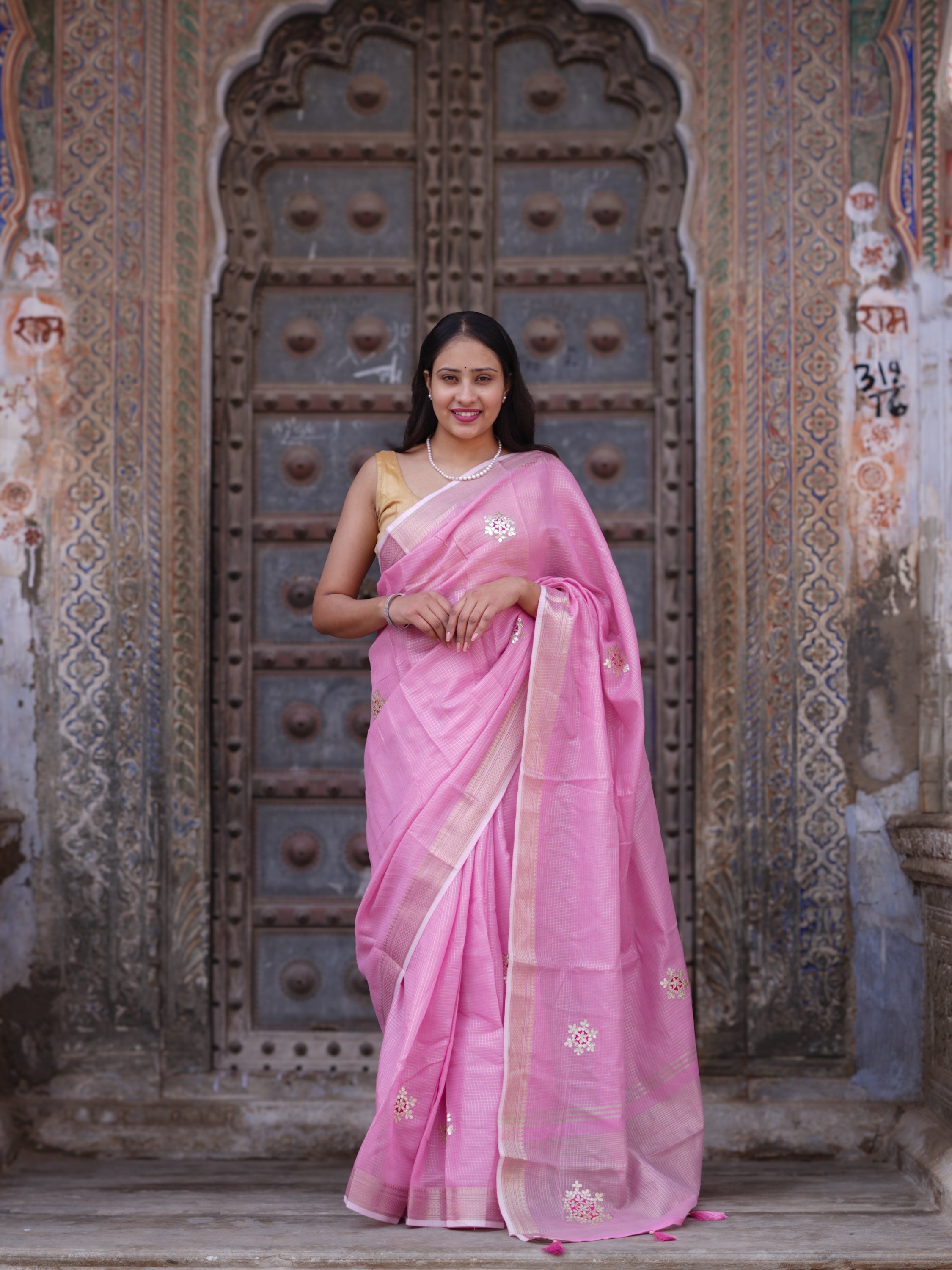 By New Banarasi Style Saree with Gotapatti Work Tanmira  