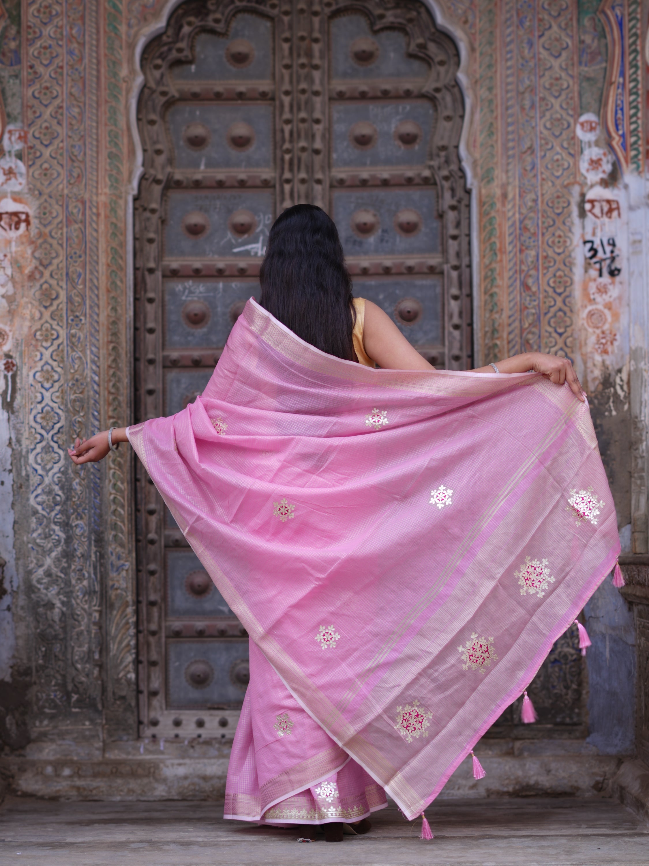 By New Banarasi Style Saree with Gotapatti Work Tanmira  