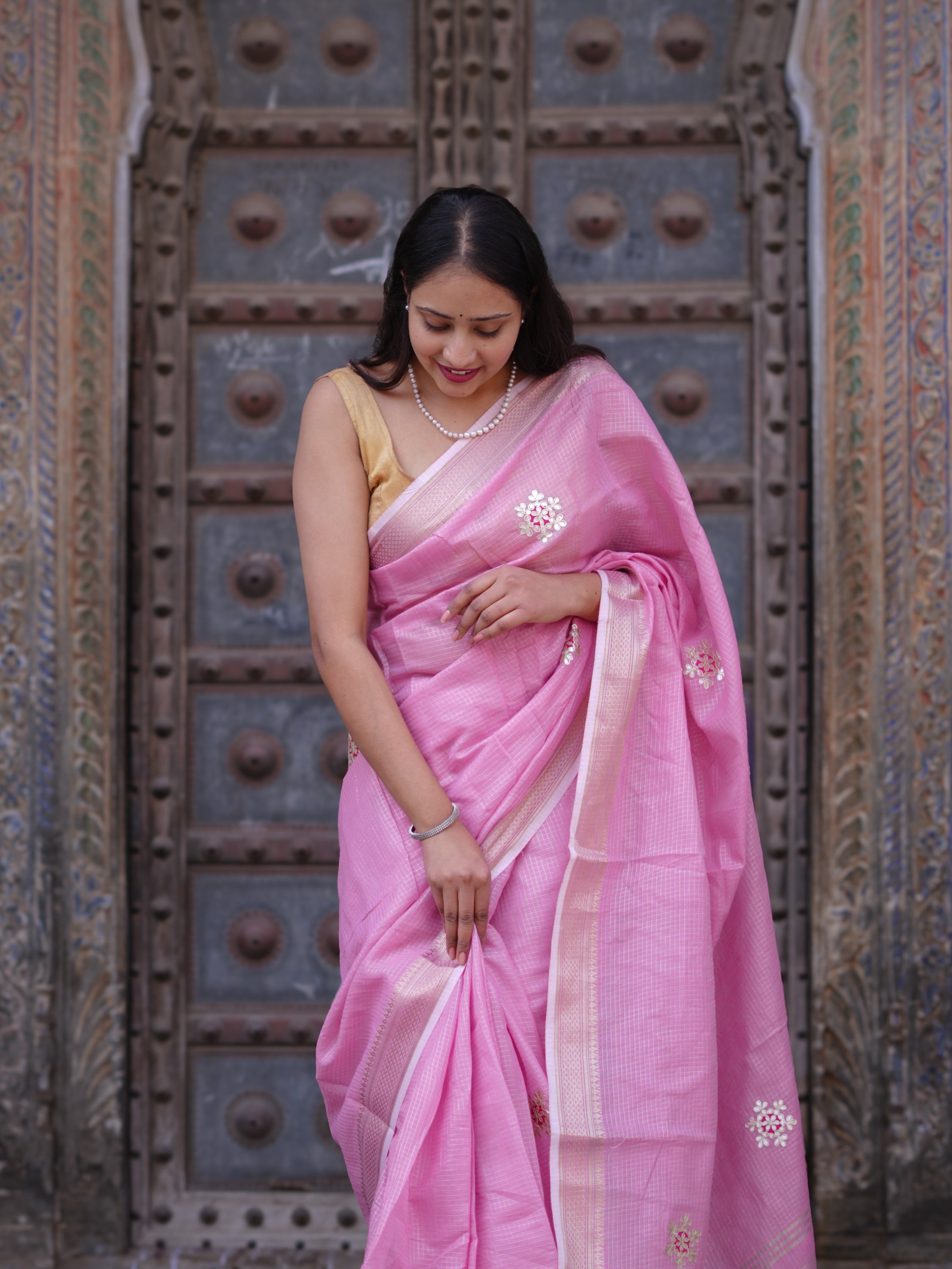 By New Banarasi Style Saree with Gotapatti Work Tanmira  