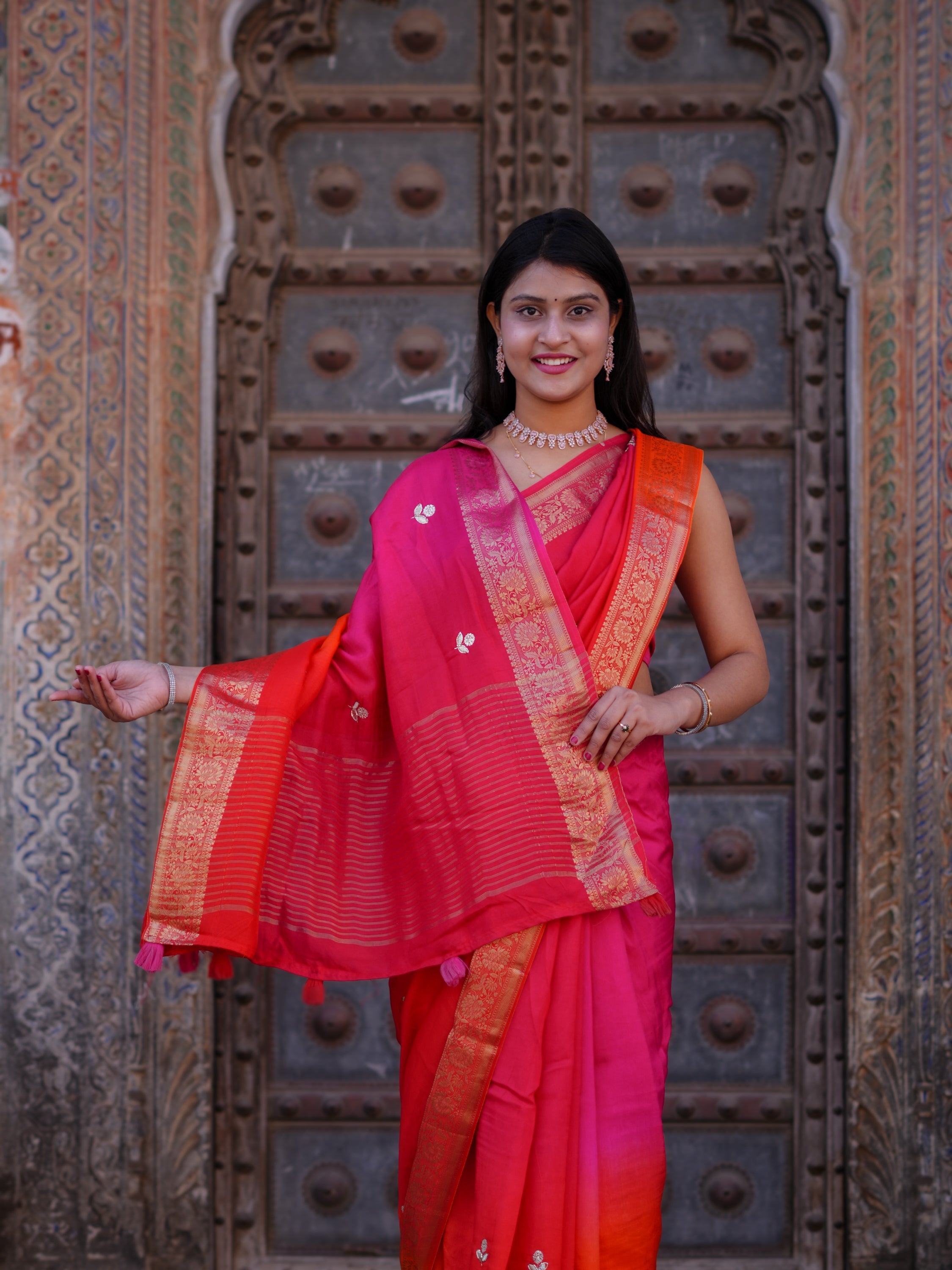 Buy Dola Silk Designer Style Saree With Gotapatti Work  Tanmira 