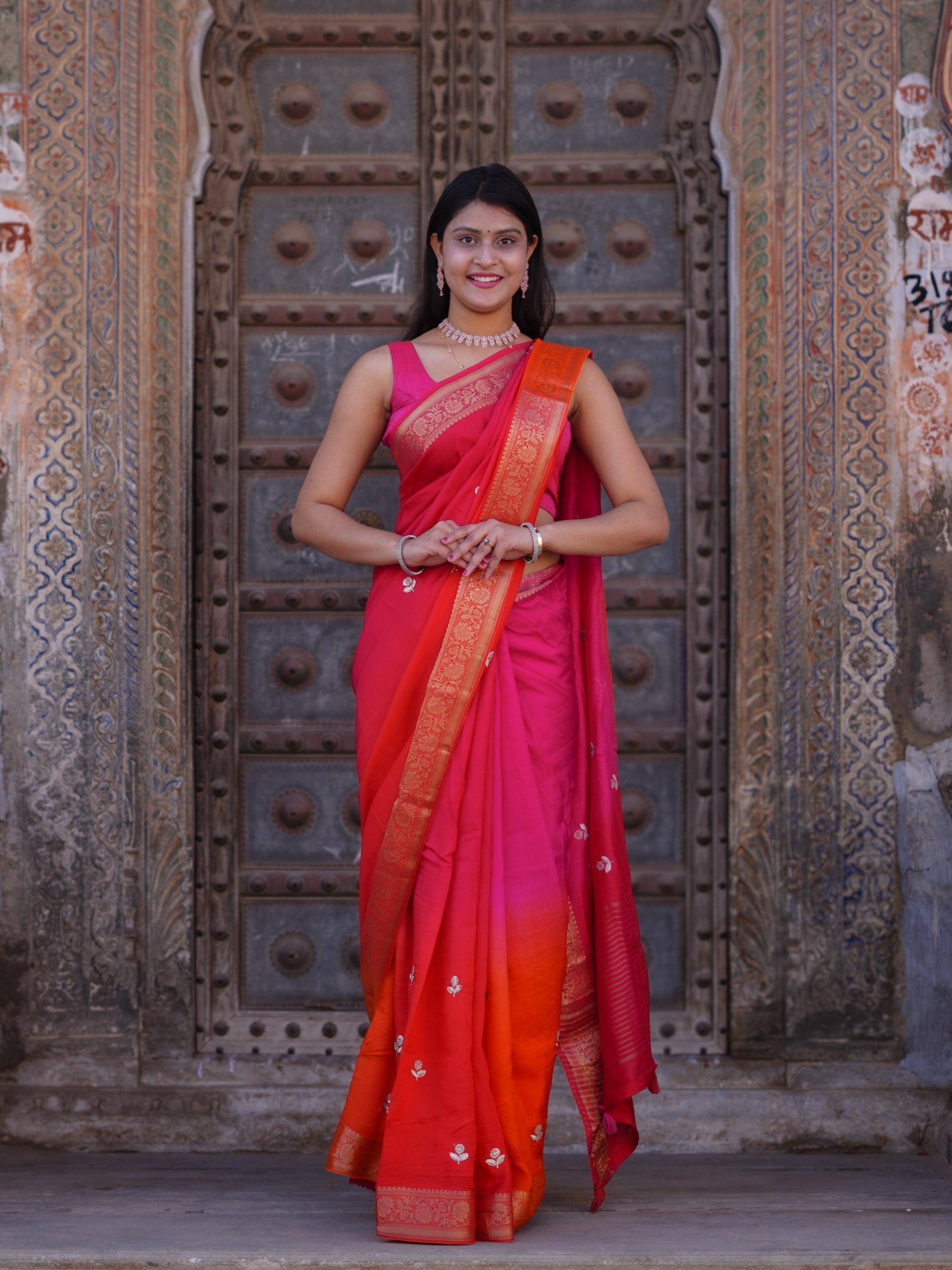 Buy Dola Silk Designer Style Saree With Gotapatti Work  Tanmira 