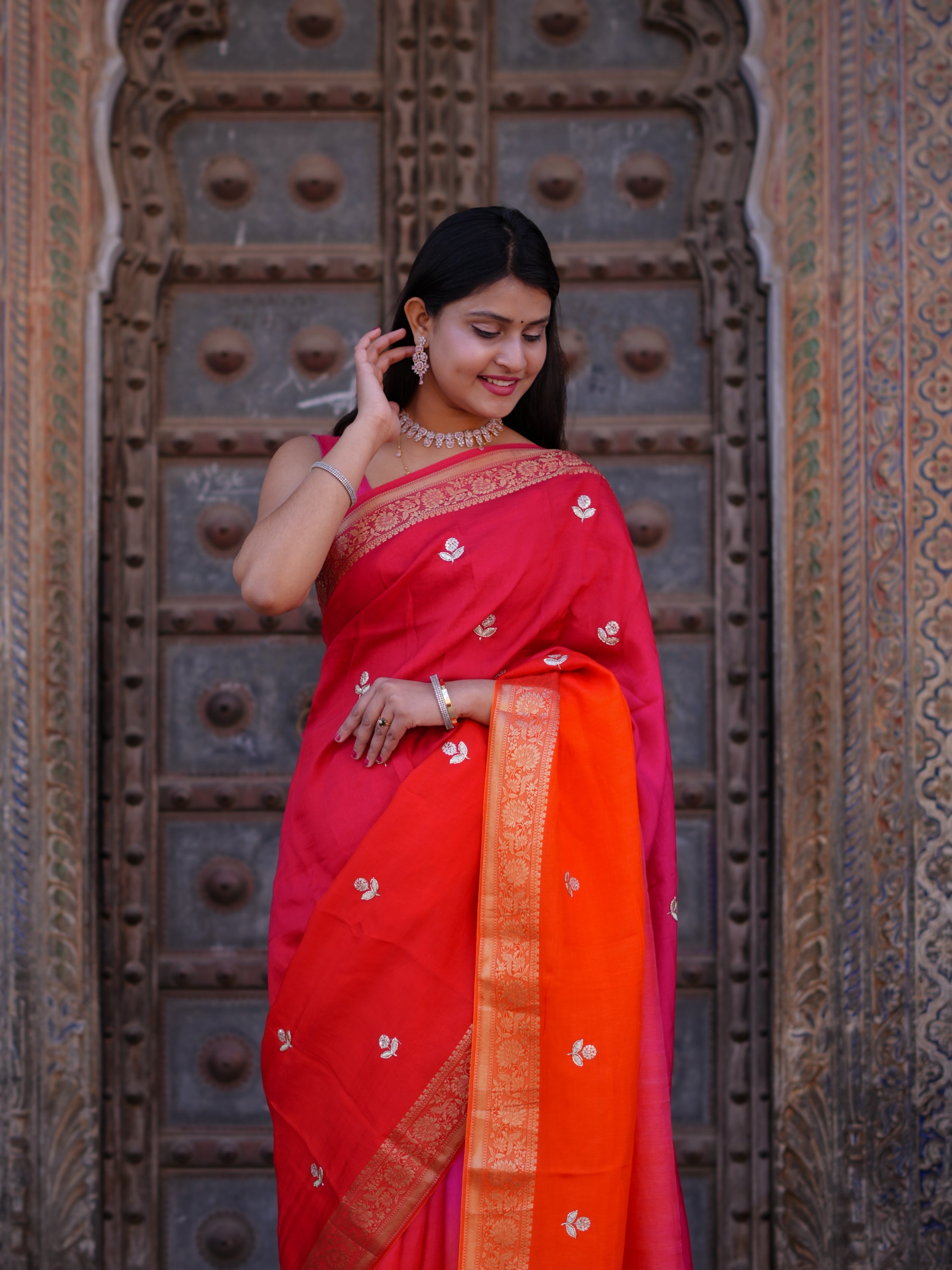 Buy Dola Silk Designer Style Saree With Gotapatti Work  Tanmira 