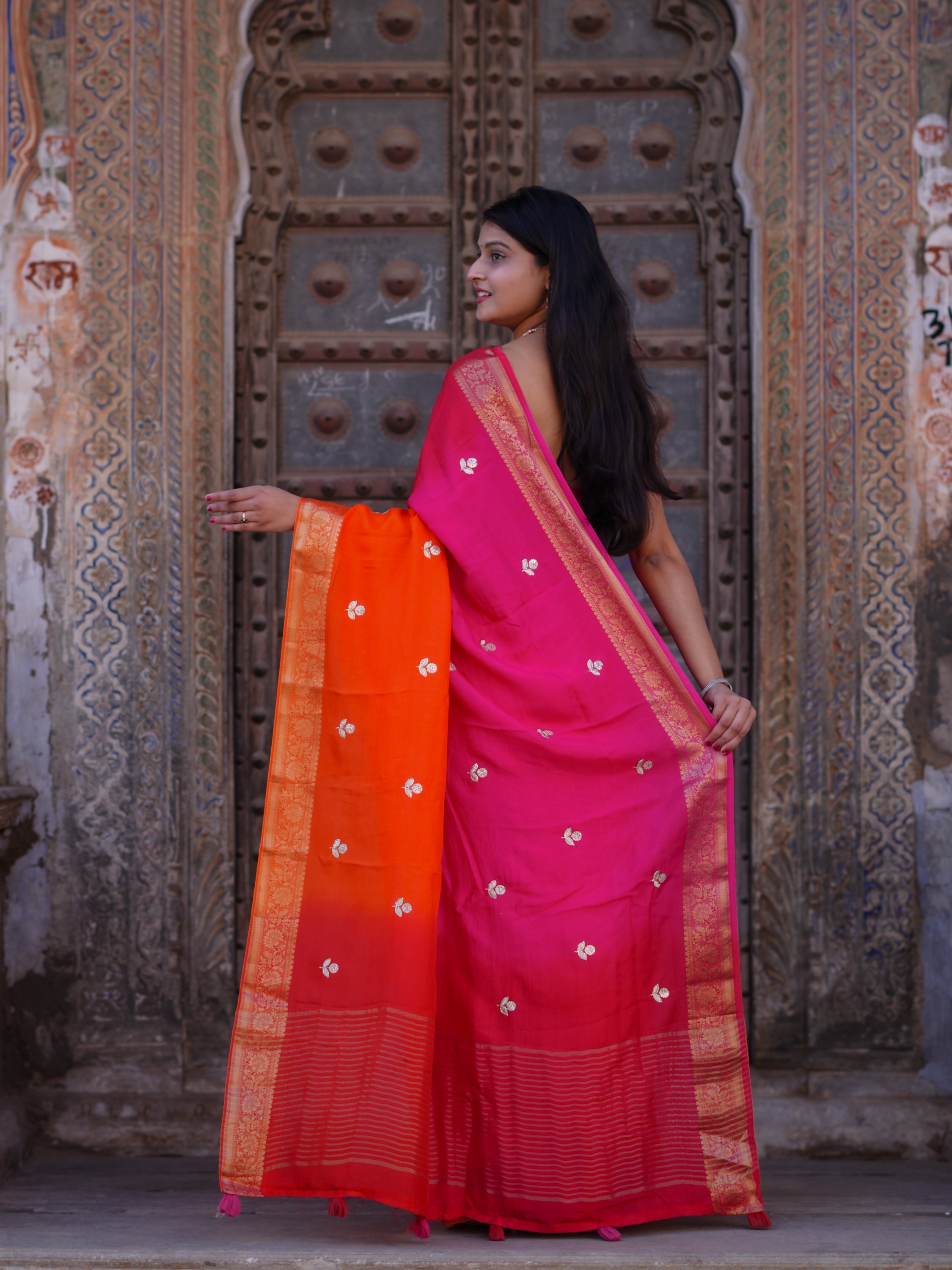 Buy Dola Silk Designer Style Saree With Gotapatti Work  Tanmira 