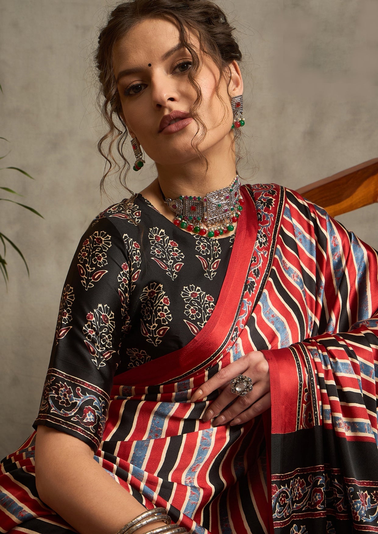 Tanmira New Beautiful Silk Ajrak Print Party Wear Saree APL