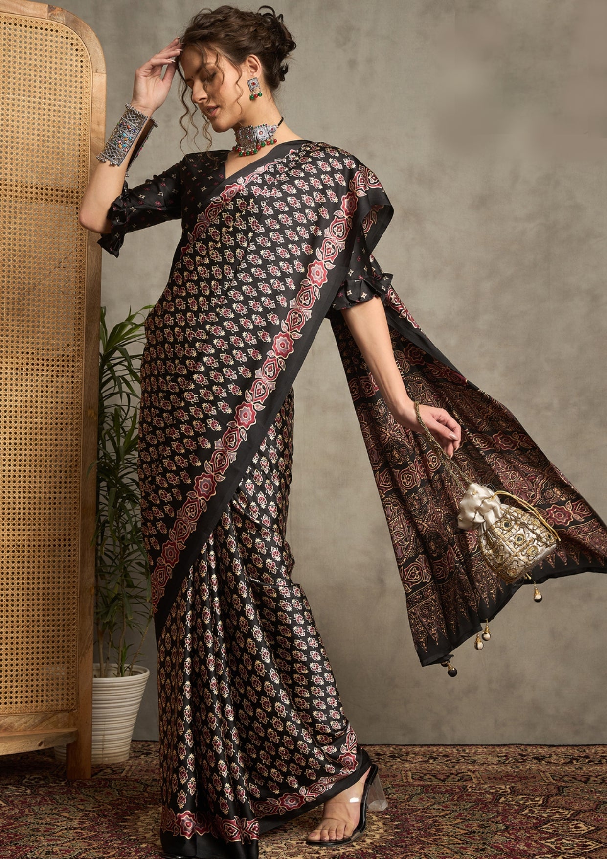 Tanmira New Latest  Silk Ajrak Print Party wear Saree APL