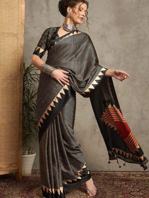 Tanmira New Latest Beautiful Silk Ajrakh Print Party Wear Saree APL