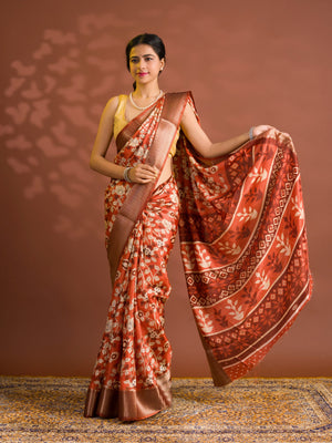 By Printed Style With Zari border Saree