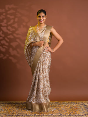 By Printed Style With Zari border Saree