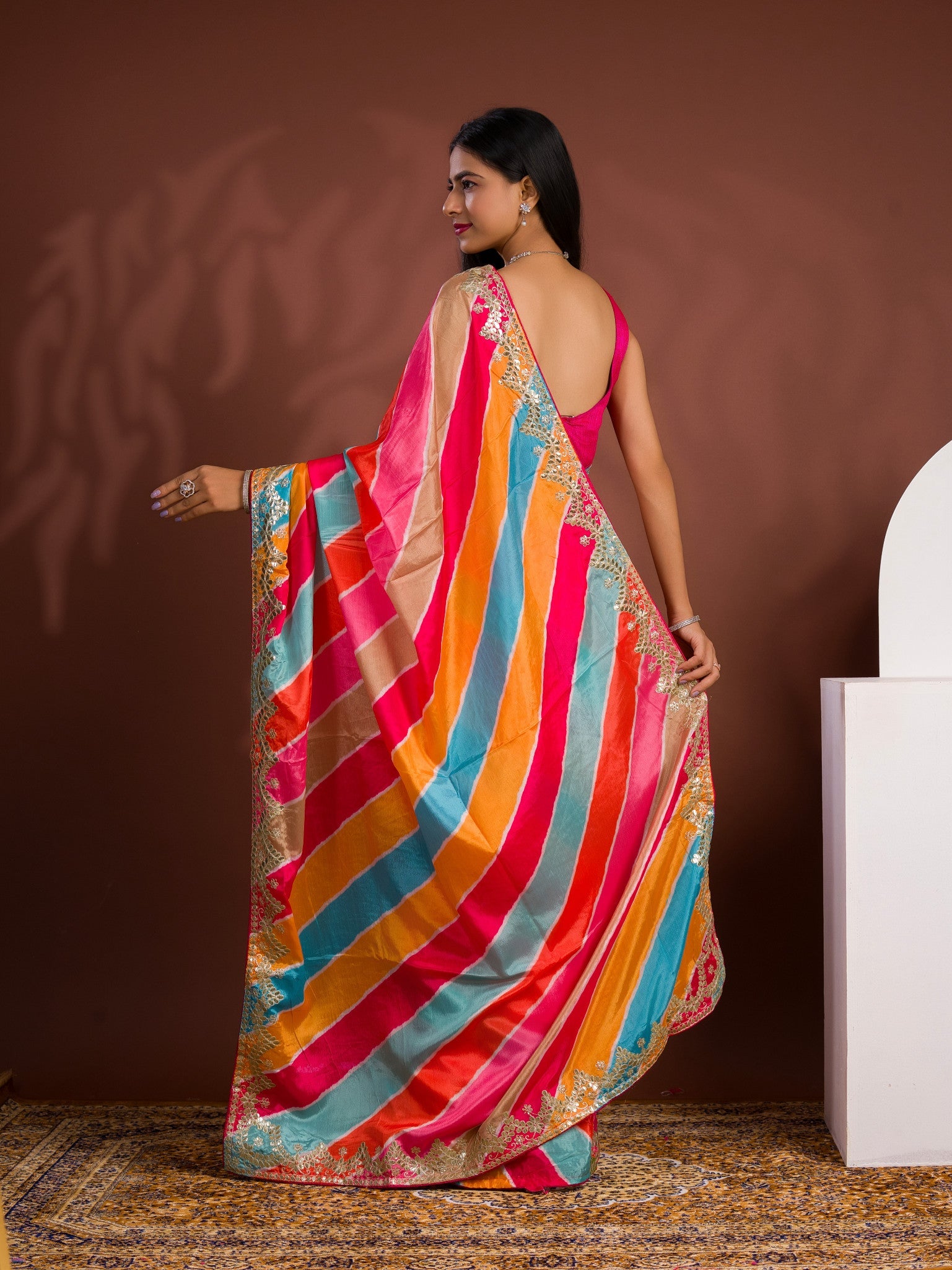 Silk Bollywood Style With Gotapatti Work Saree for festivals season 