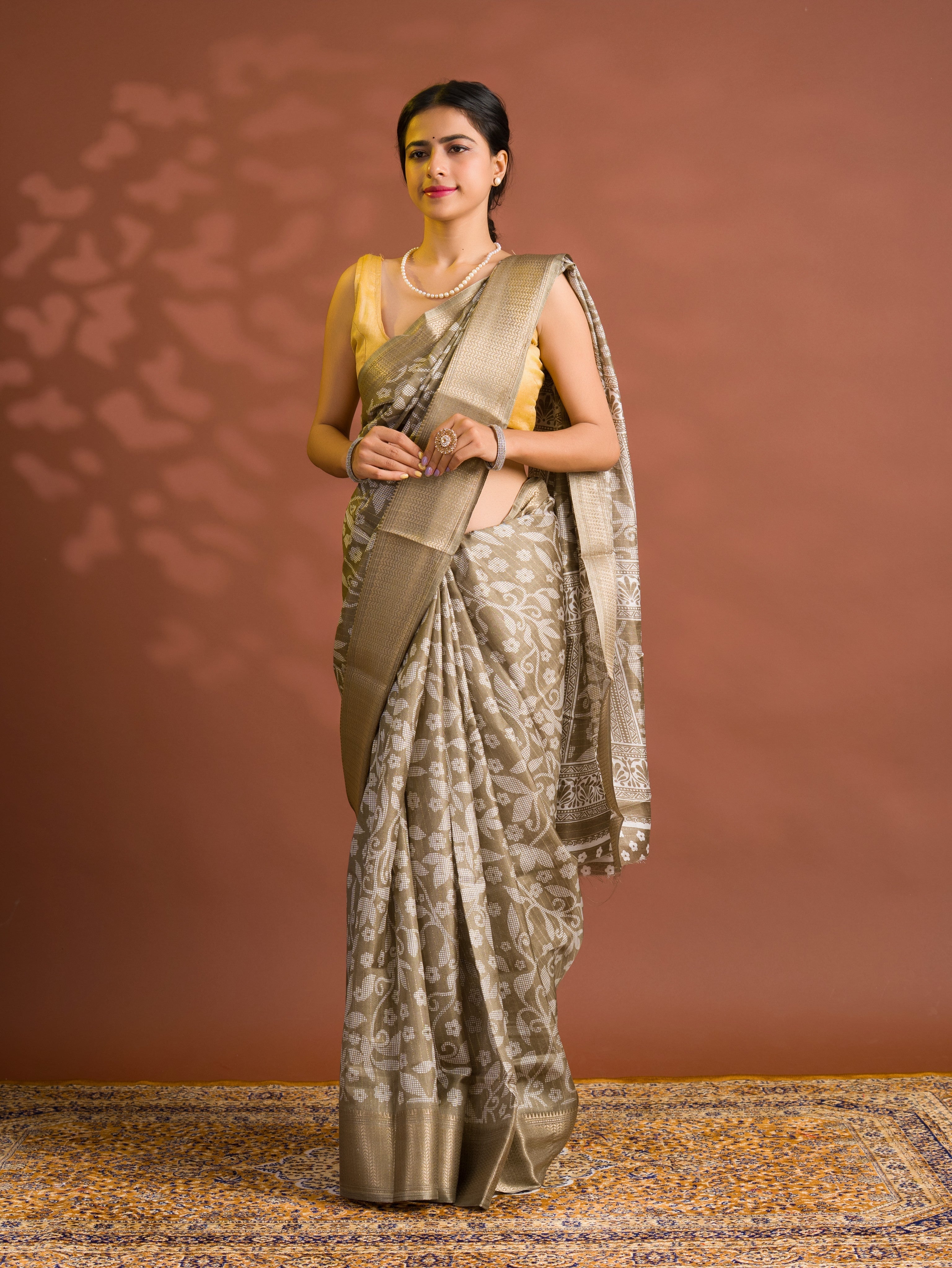 By Printed Saree With Zari border