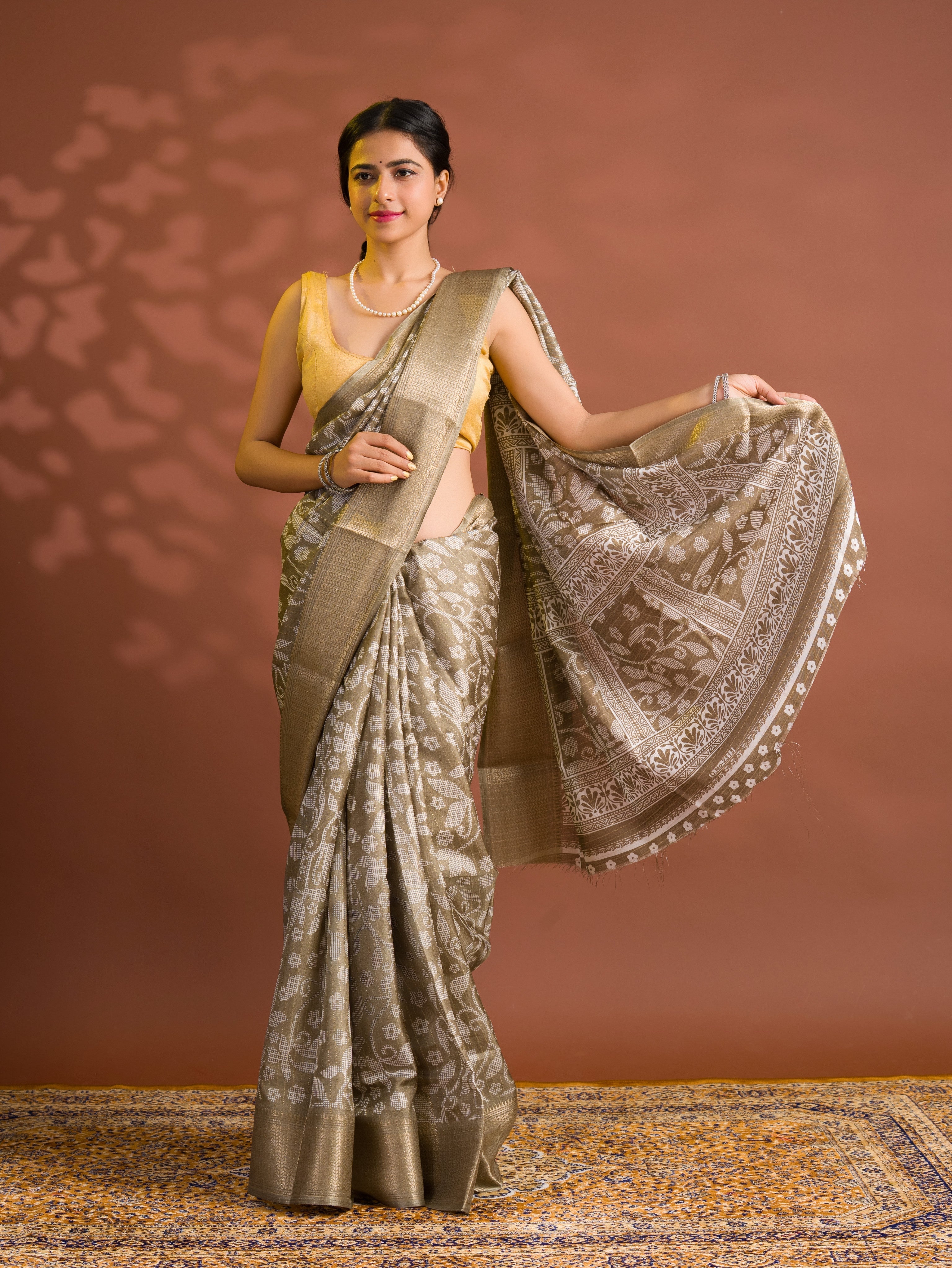 By Printed Saree With Zari border