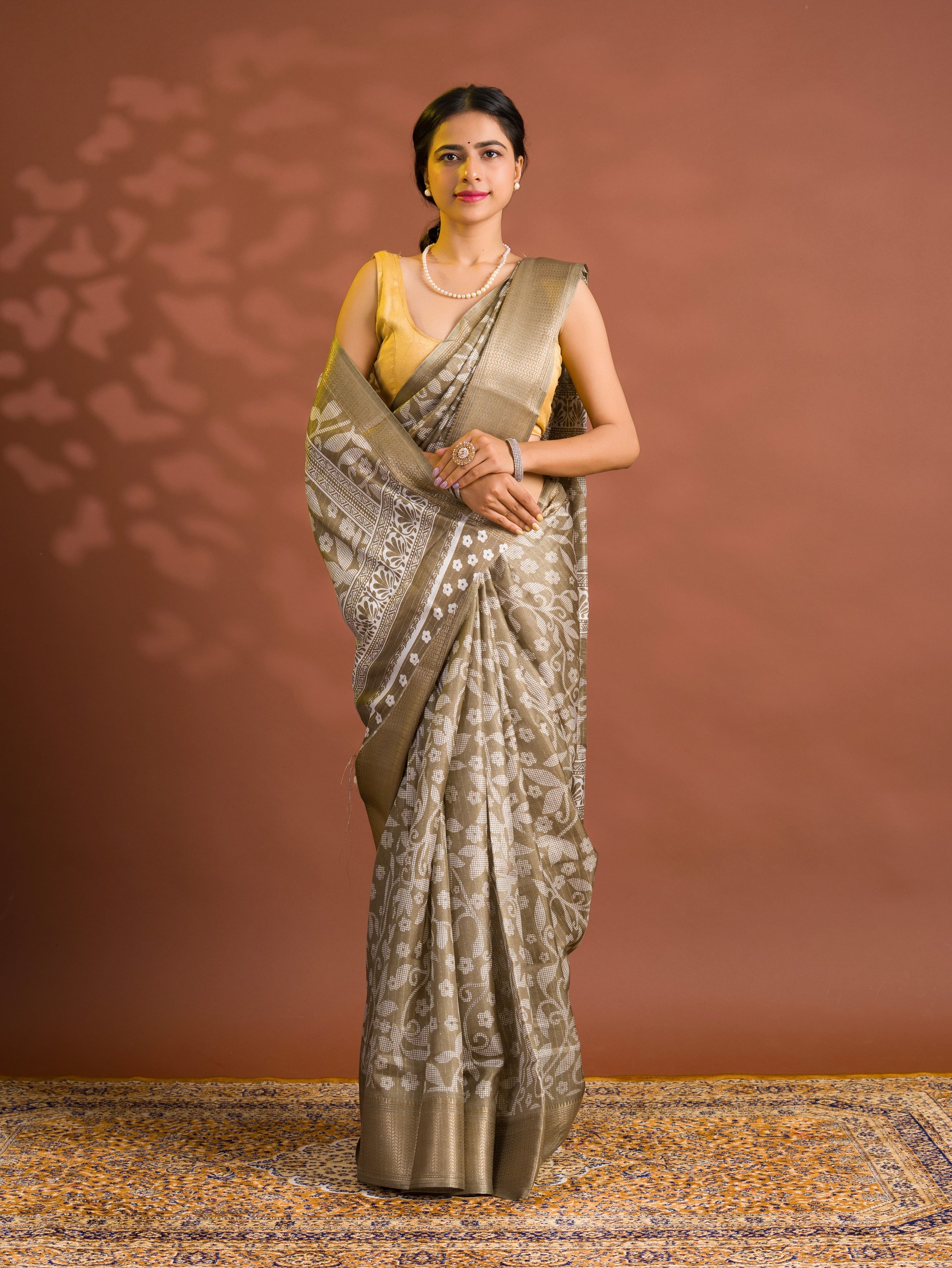 By Printed Saree With Zari border