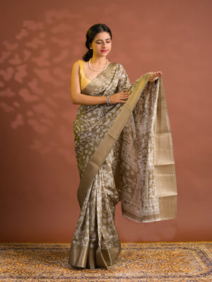 By Printed Saree With Zari border