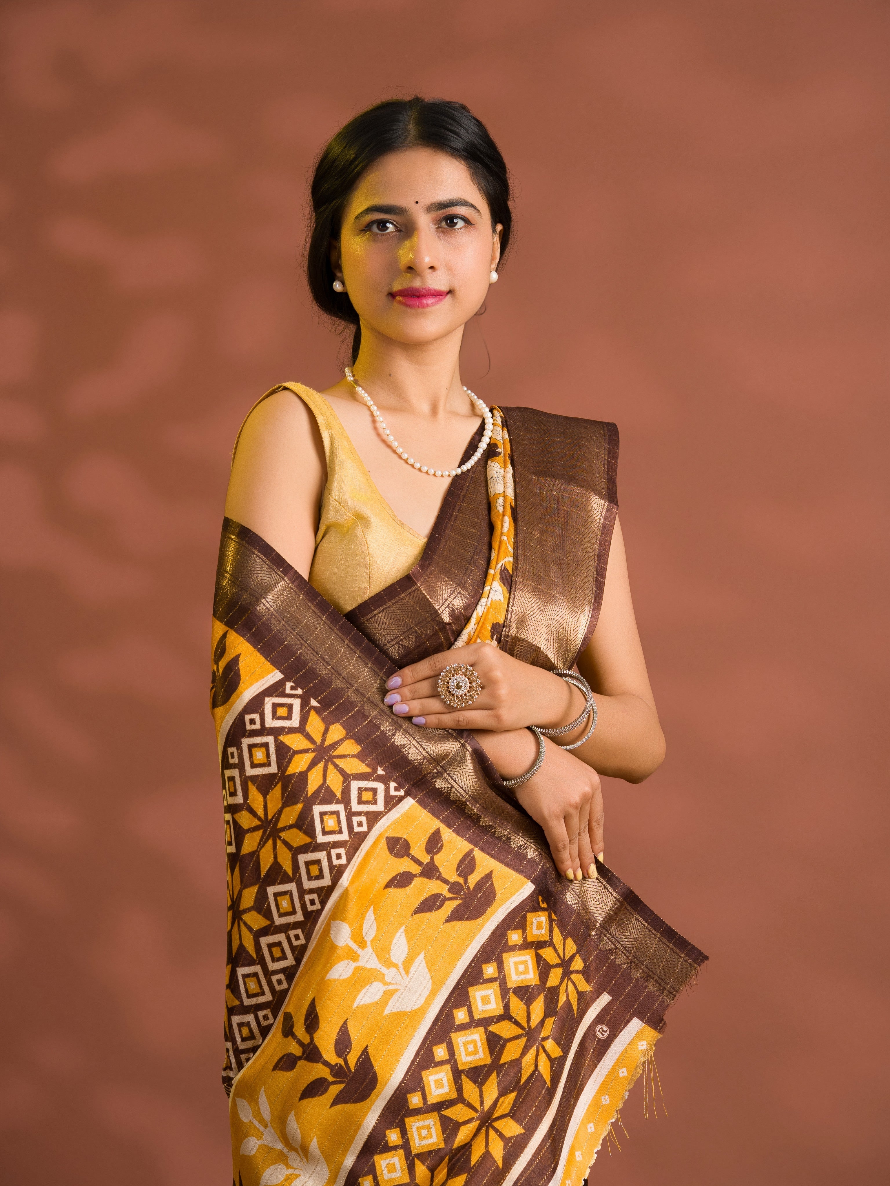 By Printed Style With Zari border Saree