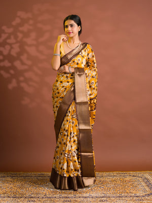 By Printed Style With Zari border Saree