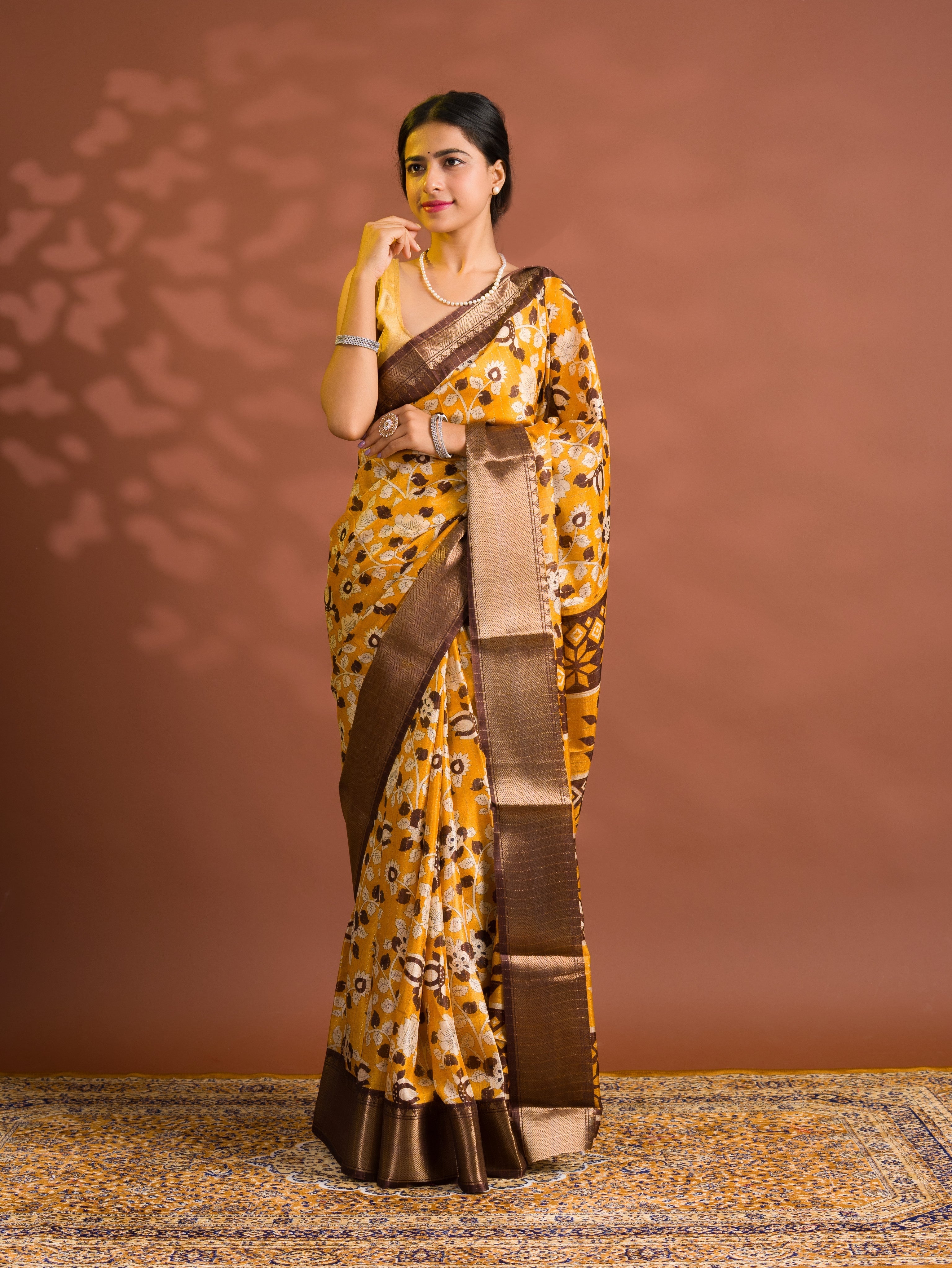 By Printed Style With Zari border Saree