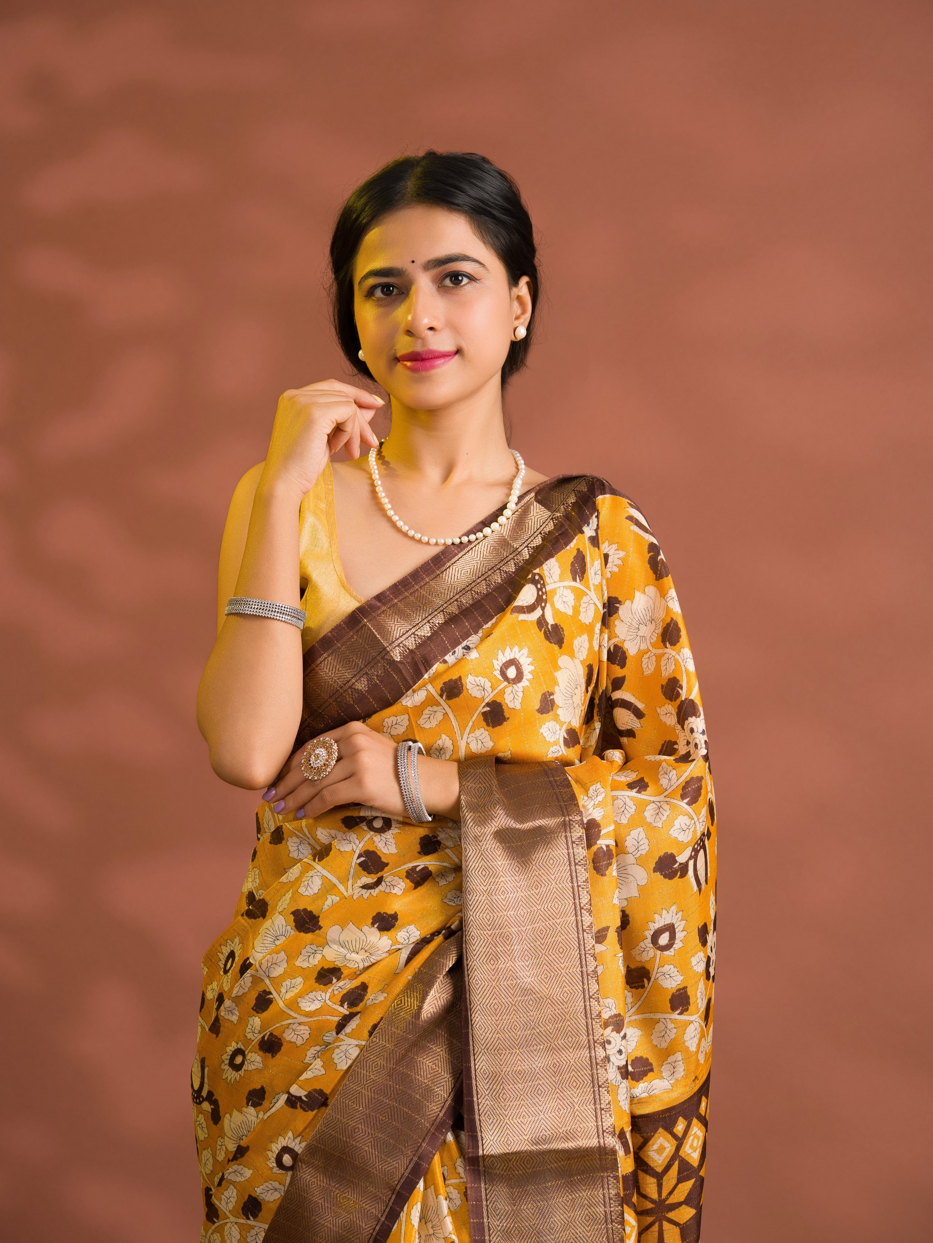 By Printed Style With Zari border Saree