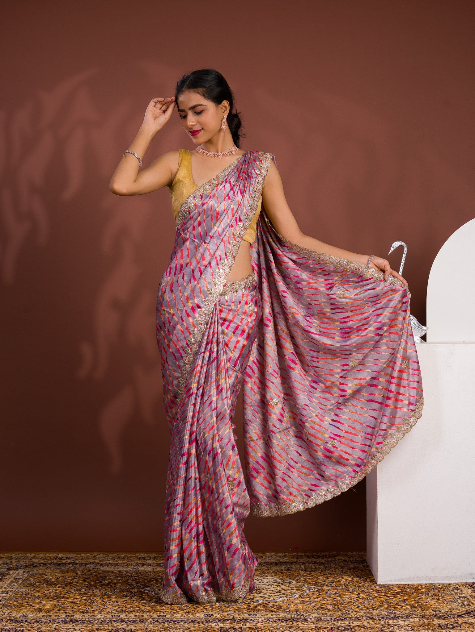 By New Launch Cotton Silk Leheriya Style with Gotapatti Work Saree