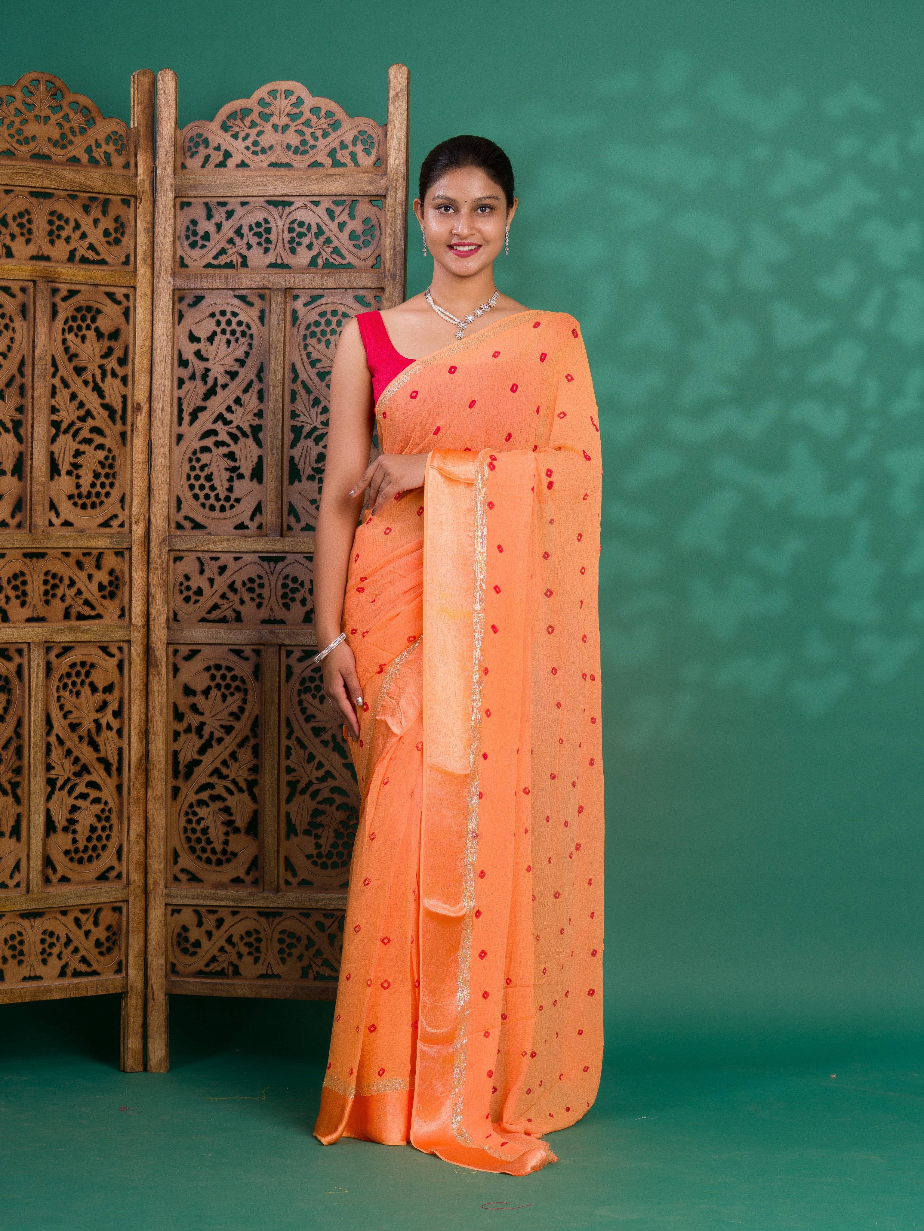 Tanmira Trendy Georgette Bandhani Saree for Casual Wear CHAND