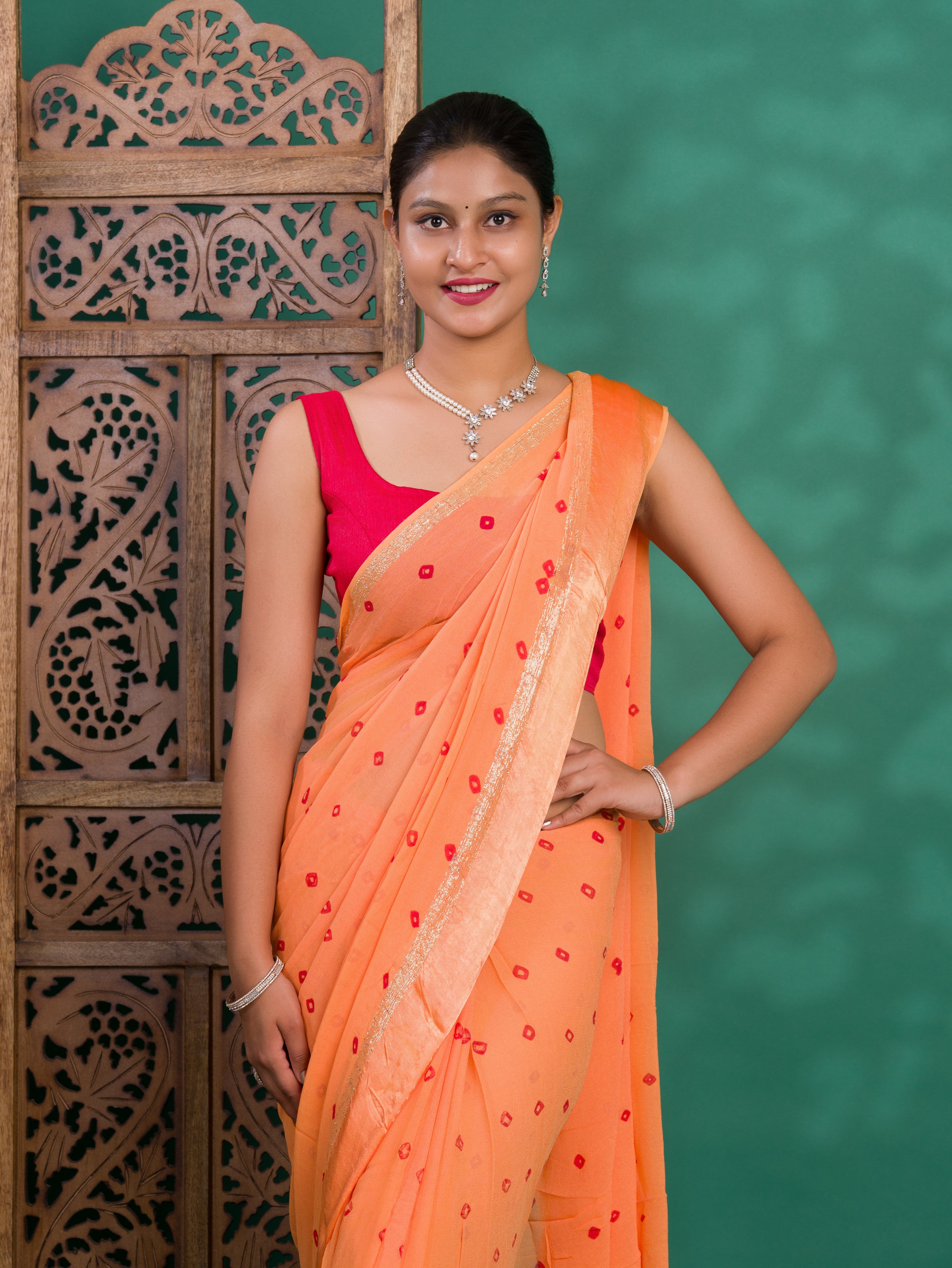 Tanmira Trendy Georgette Bandhani Saree for Casual Wear CHAND