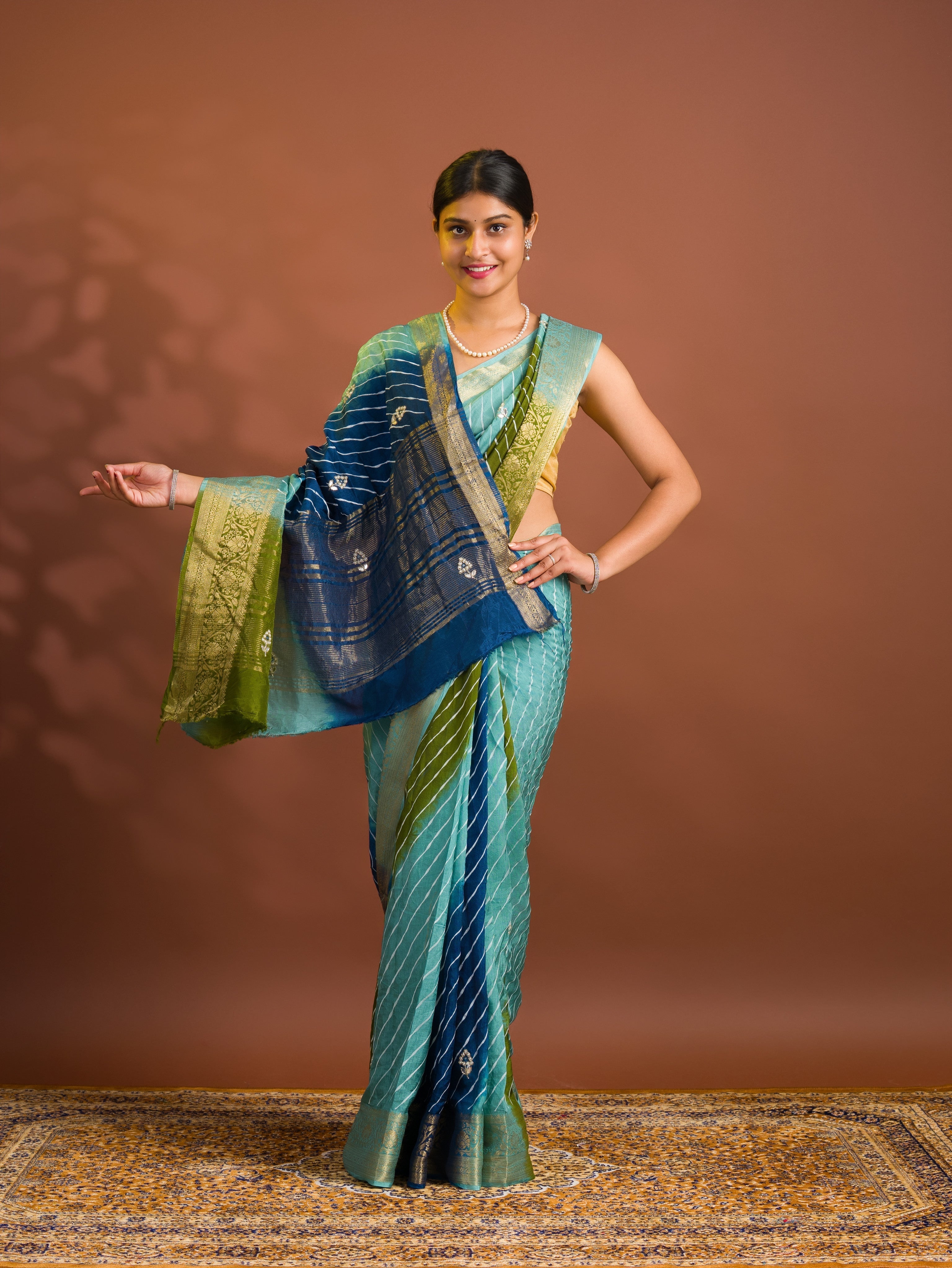By Banaras Saree With  Gotapatti Work