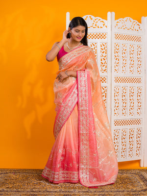 By New Latest Tissue Bollywood Style With Gotapatti Work Saree