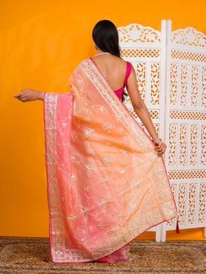 By New Latest Tissue Bollywood Style With Gotapatti Work Saree