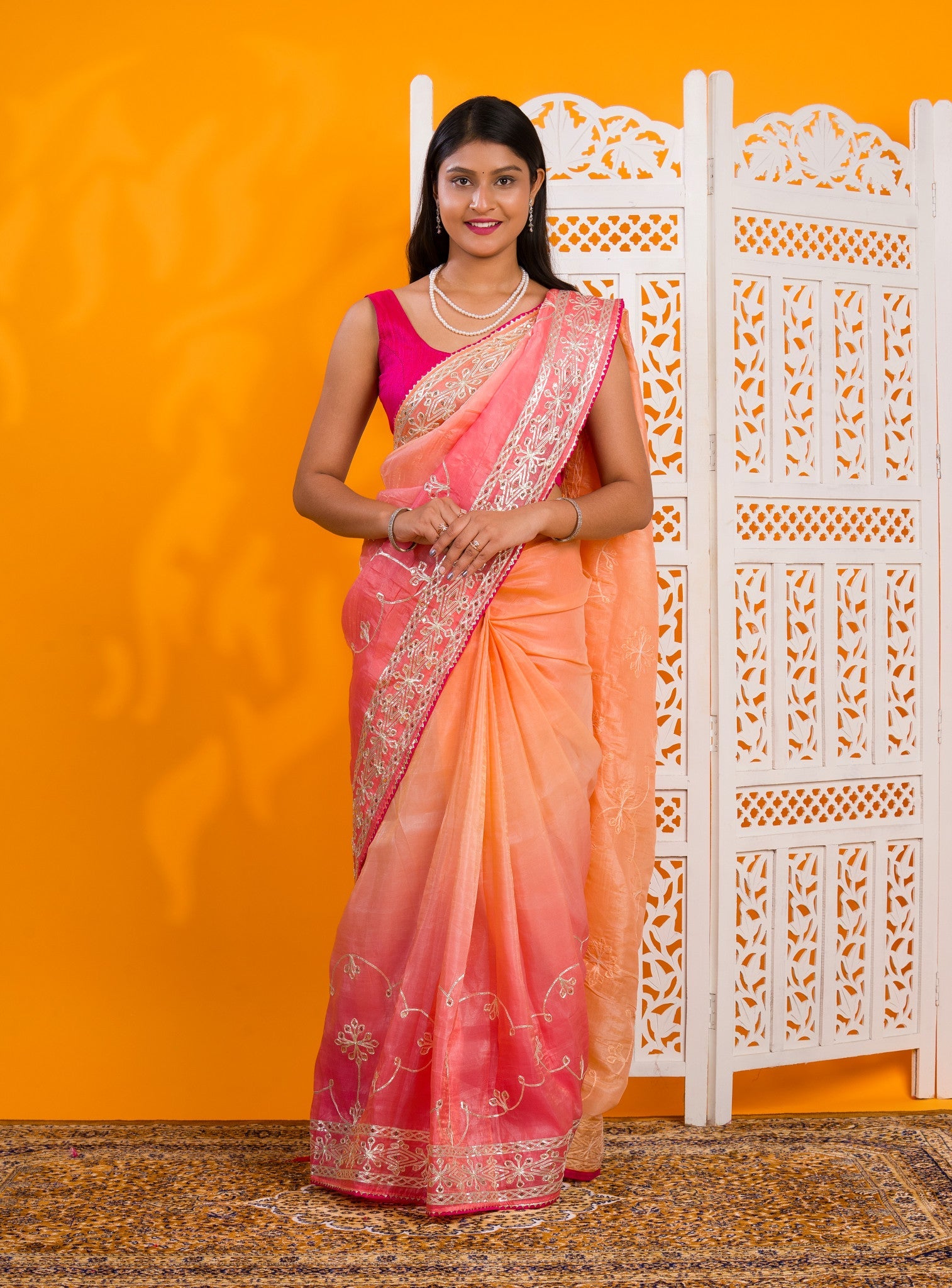 By New Latest Tissue Bollywood Style With Gotapatti Work Saree