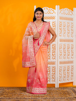 By New Latest Tissue Bollywood Style With Gotapatti Work Saree