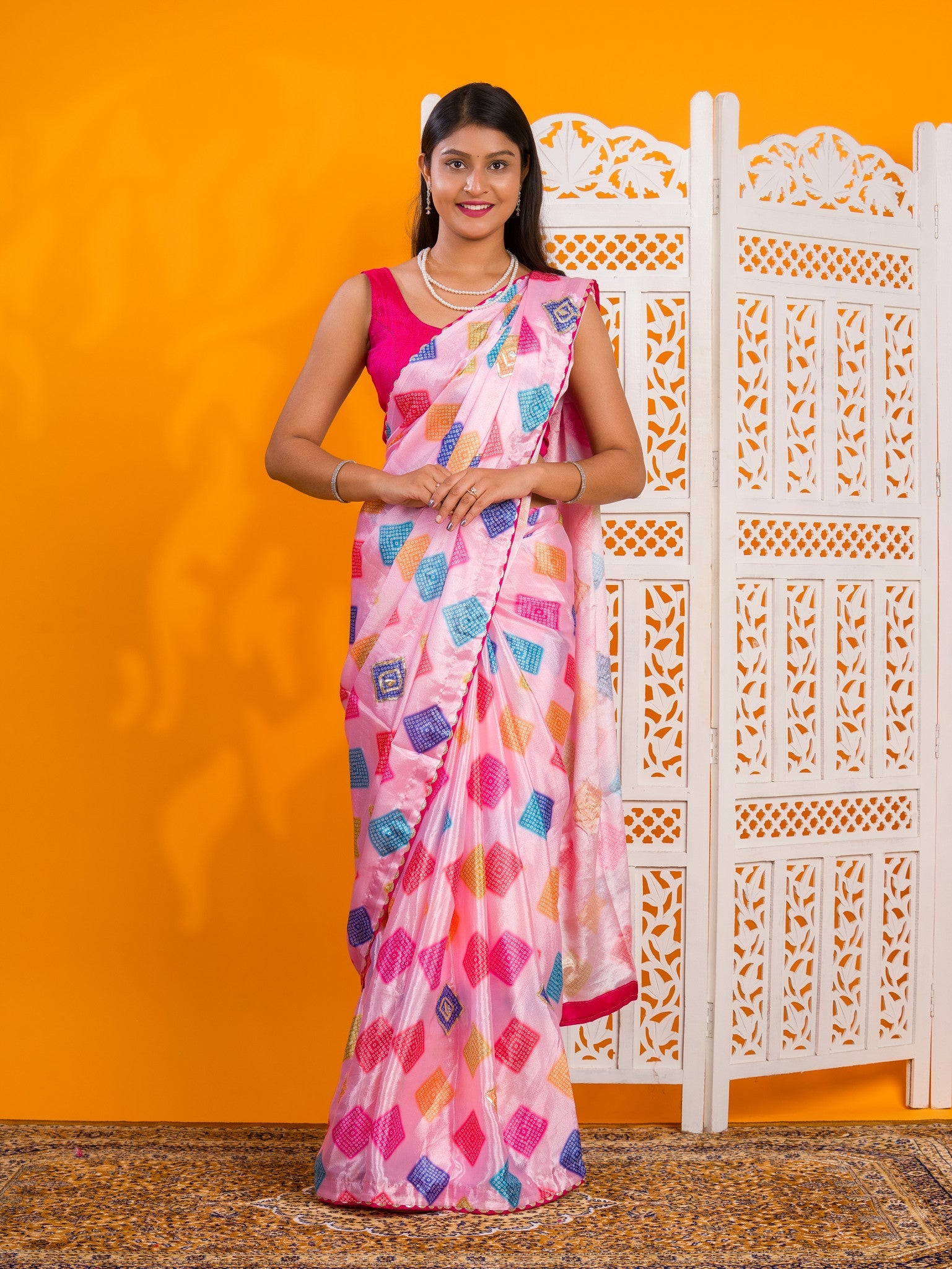  Bollywood style Bandhani Gotapatti Work Saree under 2000