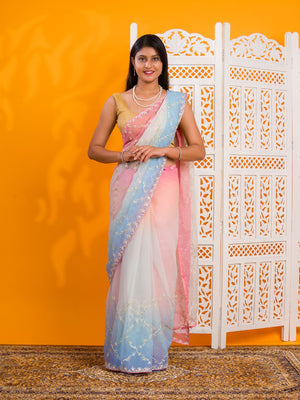 By New Beaytiful  Chiffon Bollywood Style With Gotapatti Work Saree