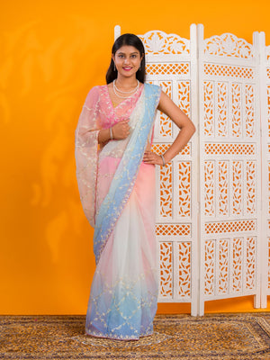 By New Beaytiful  Chiffon Bollywood Style With Gotapatti Work Saree